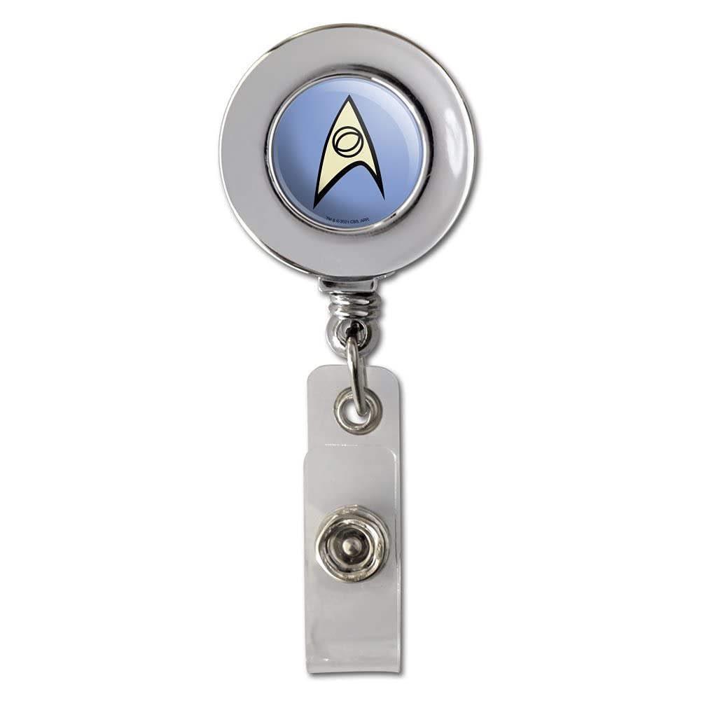 Star Trek Science Shield Retractable Badge Reel - Chrome ID Card Holder Clip for Work, Conventions & Cosplay (Officially Licensed)