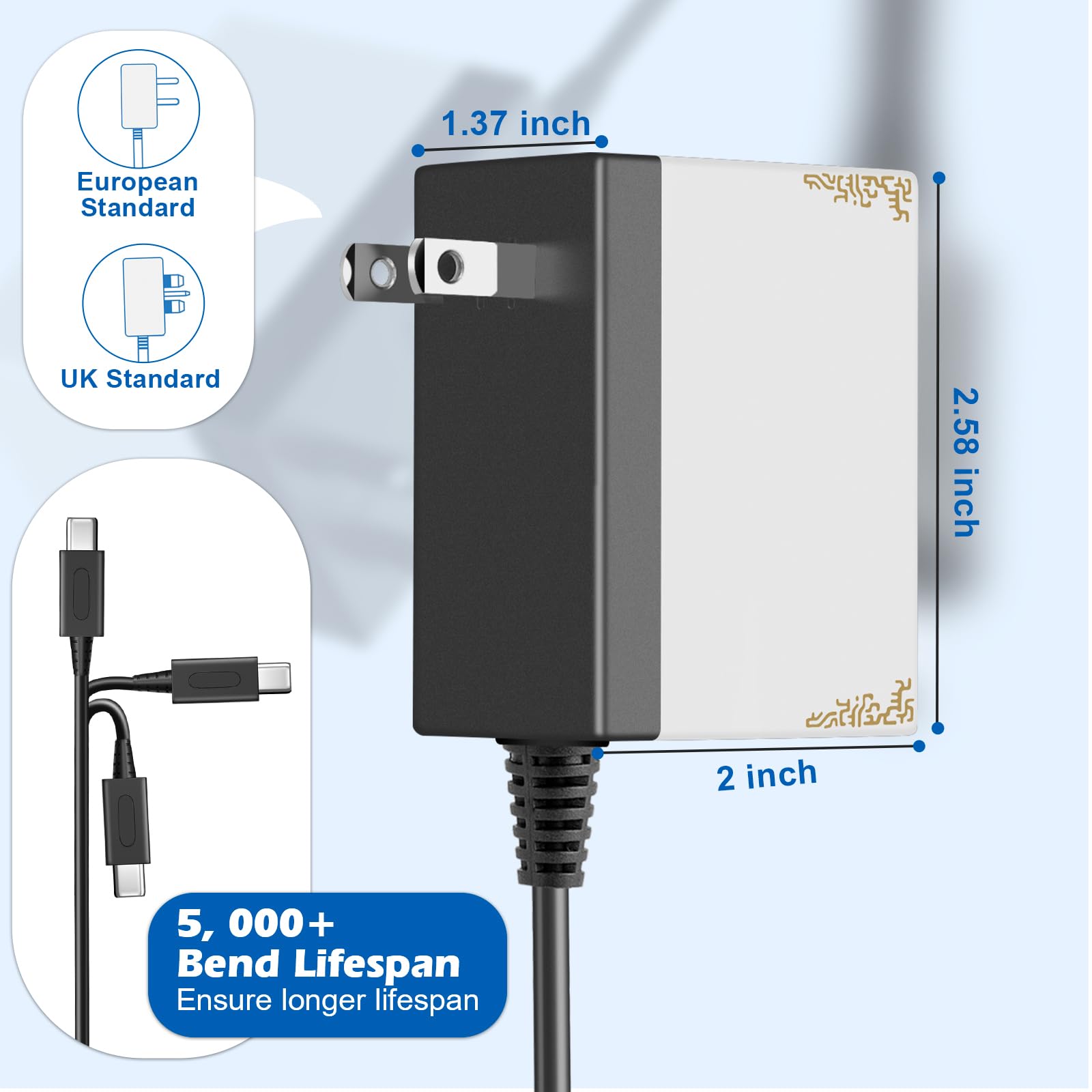 Original Title: Switch AC Adapter for Nintendo Switch, Fast Travel Wall Charger 15V 2.6A Fast Charging Kit for Nintendo Switch/Switch Lite/Switch OLED, Support TV Mode    Optimized Title:   **Nintendo Switch AC Adapter - 15V 2.6A Fast Charging Kit for Switch/Switch Lite/Switch OLED - Travel Wall Charger with TV Mode Support - Perfect for Gaming On-The-Go & Home Entertainment**
