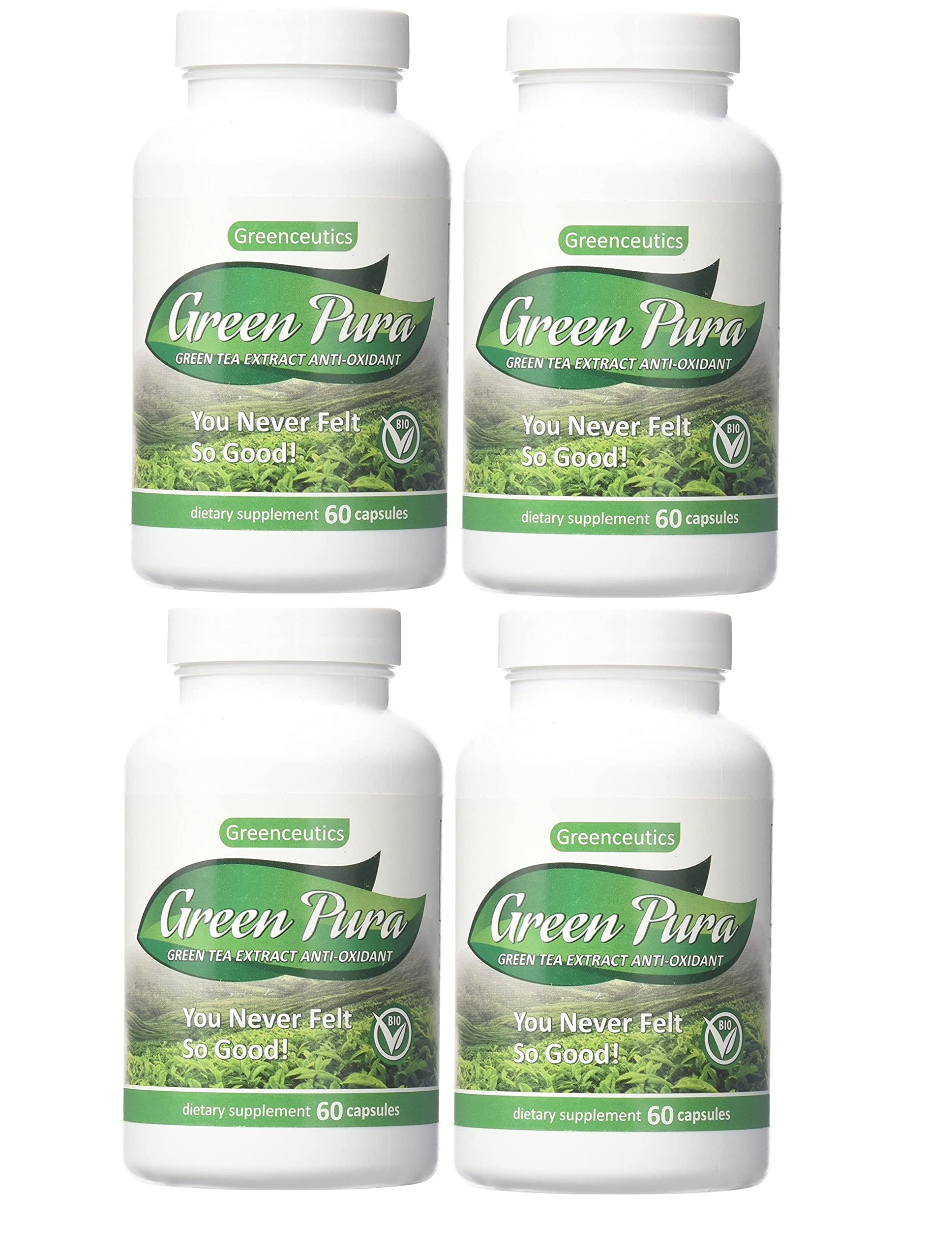 GreenPura 100% Ultra-Pure Green Tea Extract Capsules (60 Count) - Immune System Support & Antioxidant Boost - Perfect for Daily Wellness Routine & Detox