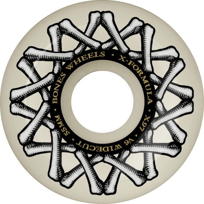 Bones X Formula V6 Widecut 97A 55mm Skateboard Wheels - High Performance for Street and Park Skating
