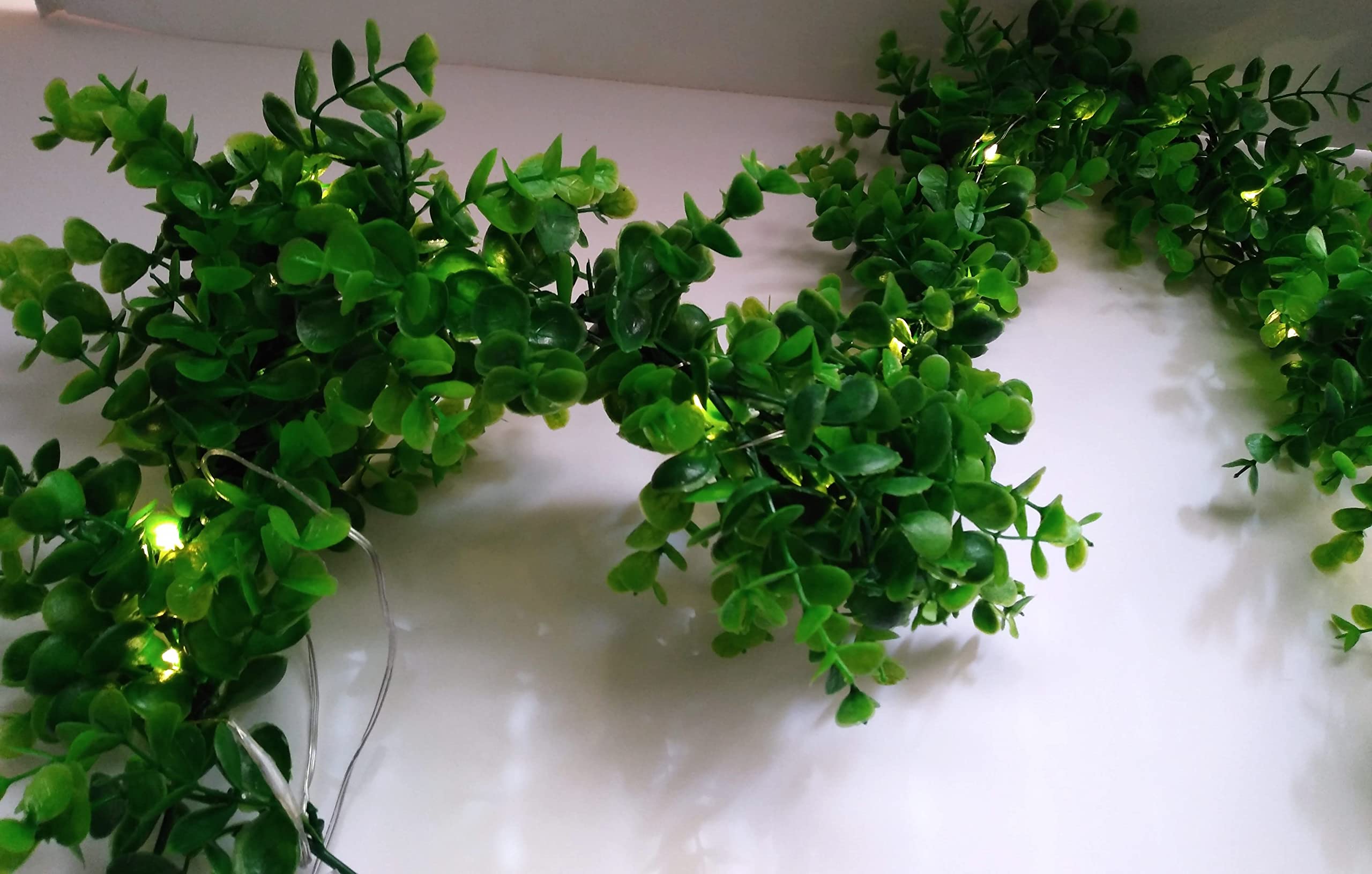Premium LED Boxwood Leaves Garland - 6FT Artificial Greenery with Warm White Lights for Indoor/Outdoor Wedding, Party, and Home Decor