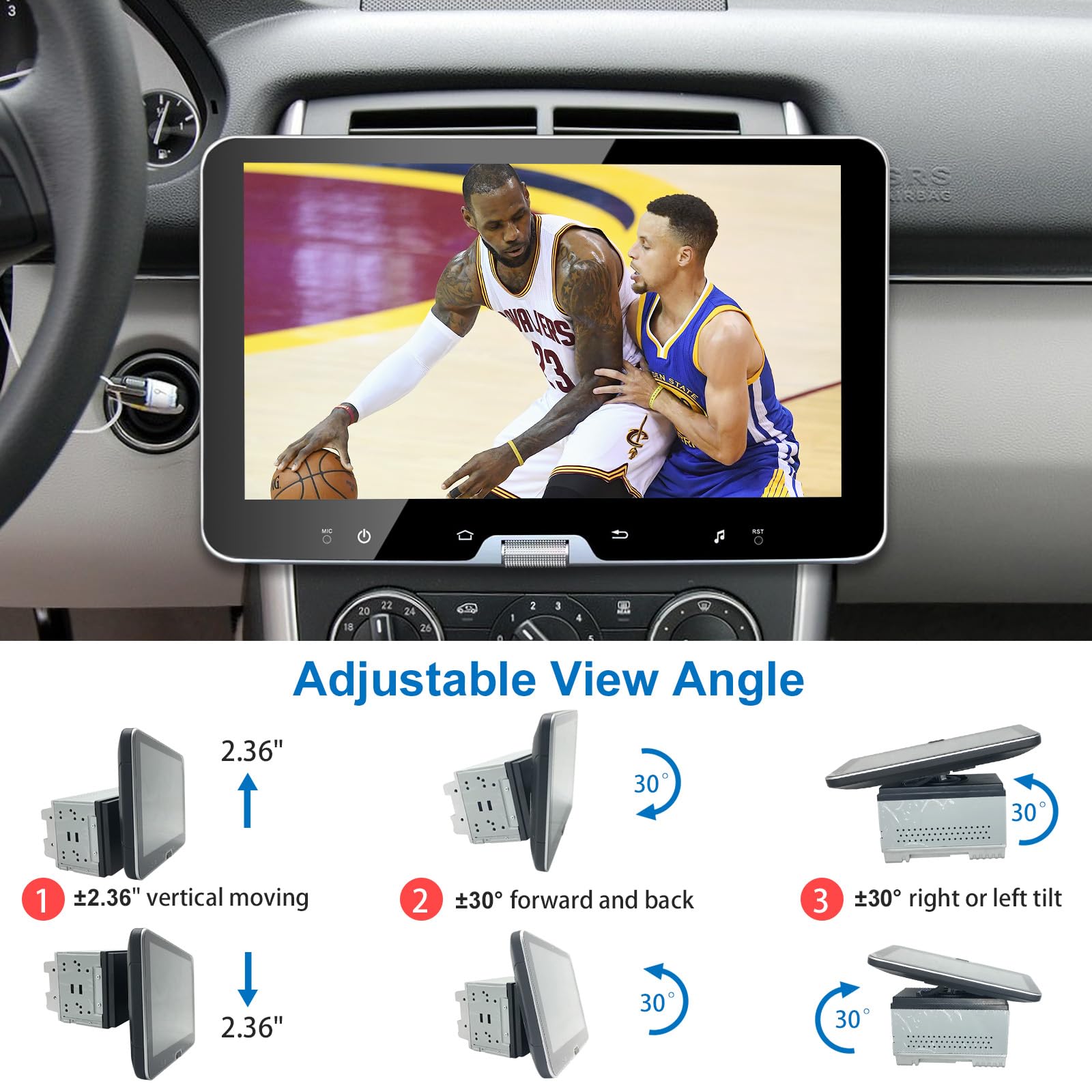 10 Inch Double Din Car Stereo Touchscreen with Wireless CarPlay & Android Auto - Detachable Android Car Radio with Physical Volume Knob, GPS Navigation, Backup Camera, WiFi & Bluetooth for Music & Video Streaming - Perfect for Road Trips & Daily Commuting