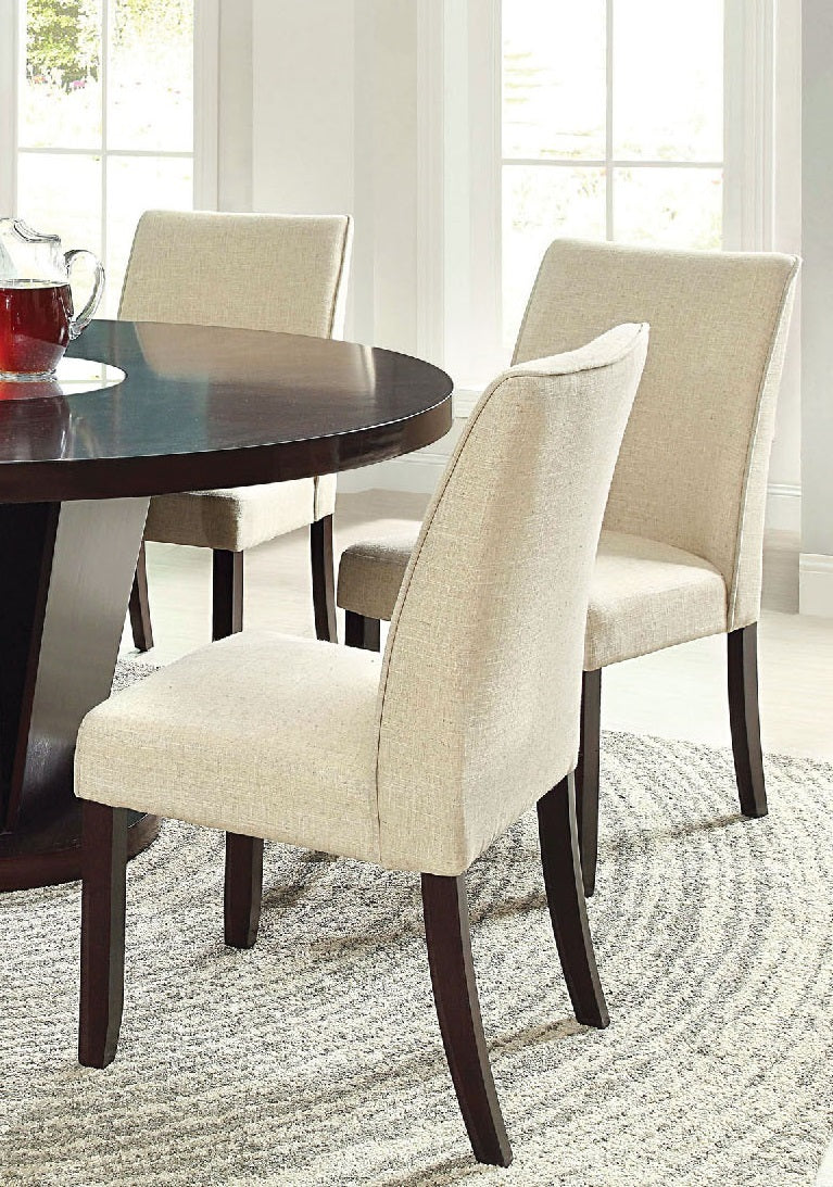 Set of 2 Ivory Fabric Dining Chairs with Solid Wood Frame & Cushioned Seats - Classic Contemporary Kitchen & Dining Room Furniture - Perfect for Small Spaces, Breakfast Nooks, and Cozy Dining Areas