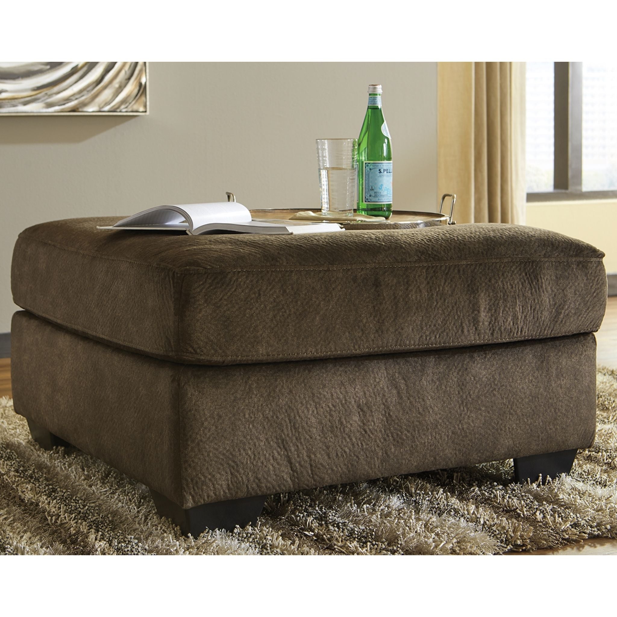 Accrington Oversized Accent Ottoman in Earth Tone - Perfect for Living Room, Bedroom & Home Decor