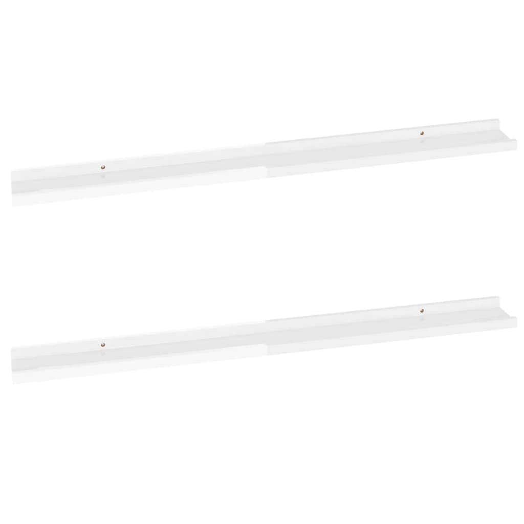 Modern White High Gloss Wall-Mounted Shelves - Durable MDF Floating Shelves for Home Decor, Books & Display - Easy Installation for Living Room, Bedroom & Office