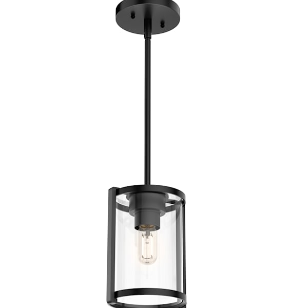 Hunter Astwood 1-Light Matte Black Industrial Pendant Light - Perfect for Kitchen Island, Dining Room, or Entryway Lighting