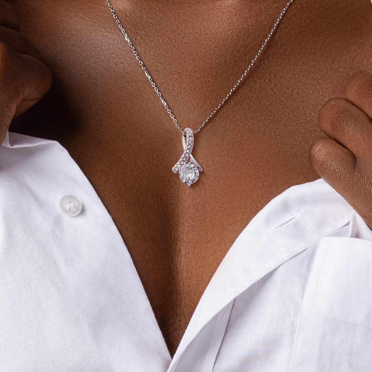 14K White Gold Plated Romantic Necklace for Her - Proposal Gift for Wife, Girlfriend, Soulmate - Elegant Jewelry with Black & Gold Message Card - Perfect for Anniversaries, Valentine's Day & Special Occasions - AL-10028