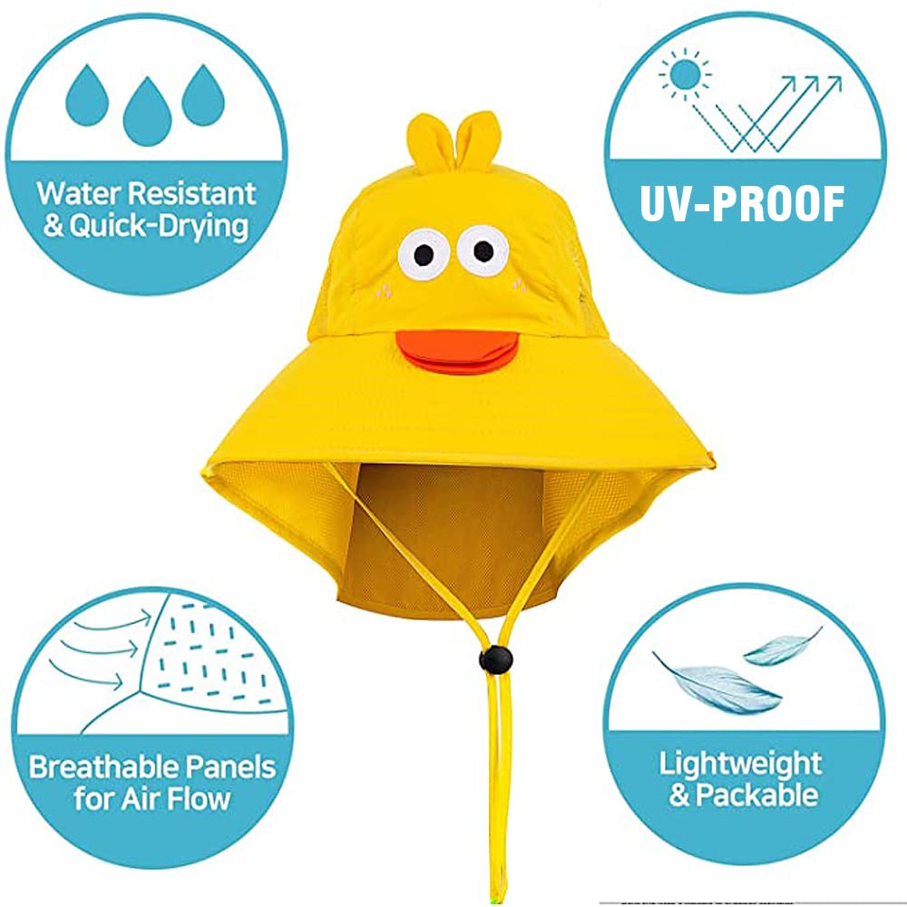 Kids Sun Hats with Wide Brim & Whistle - UV Protection Beach Hats for Boys & Girls Ages 3-8 | Adjustable Outdoor Sports Hat for Swimming, Hiking, and Summer Activities