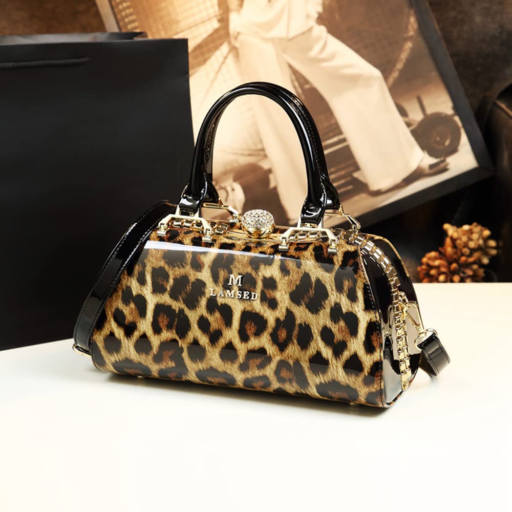 Luxury Leather Women's Top Handle Satchel Crossbody Handbag with Crystal Accents - Elegant Evening Purse & Durable Shoulder Bag for Work, Party, and Travel