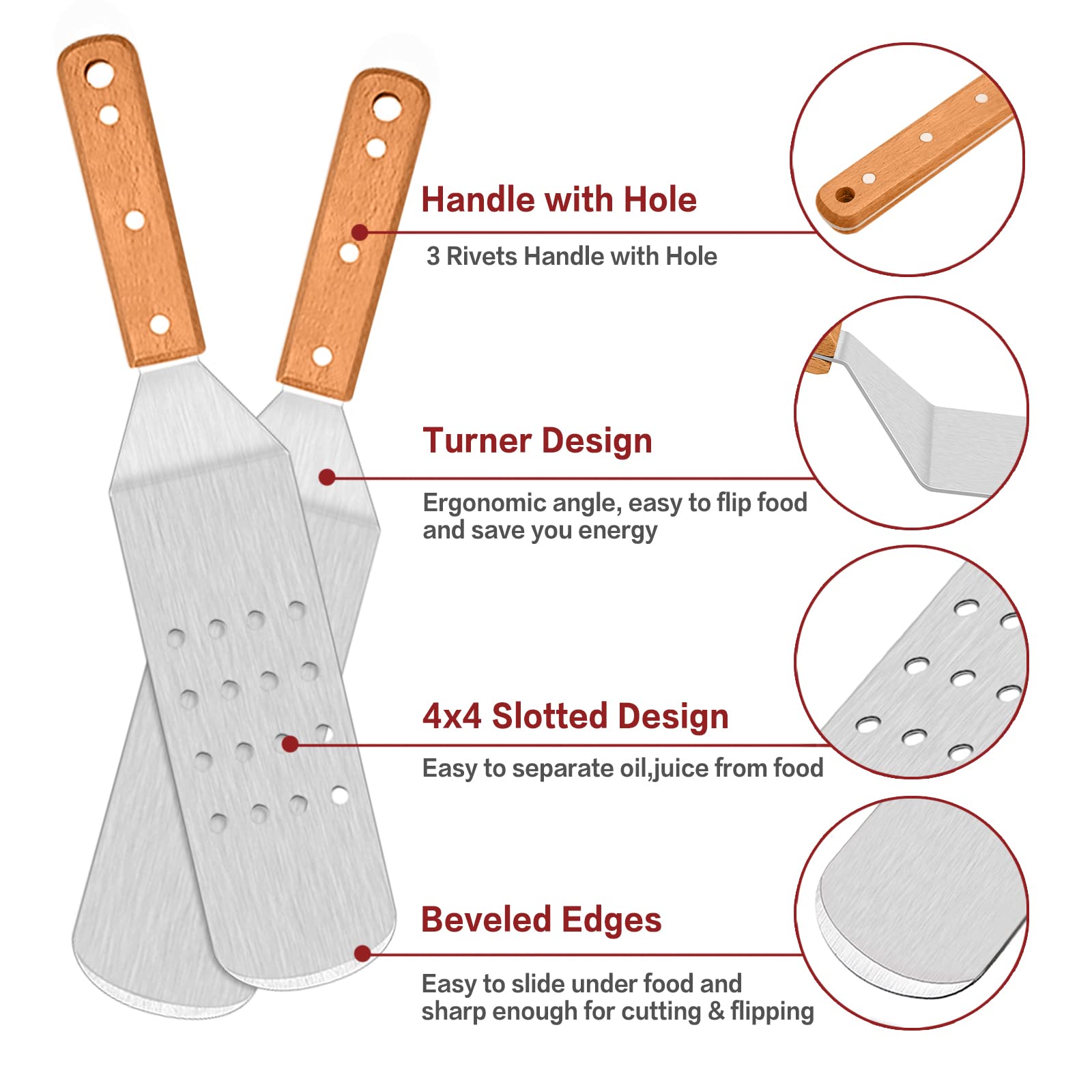 21Pcs Stainless Steel Griddle Accessories Kit - Leonyo Flat Top Grill Tools Set with Spatula, Melting Dome, Bacon Press, Burger Maker & Meat Tenderizer for Outdoor BBQ, Camping & Backyard Cooking