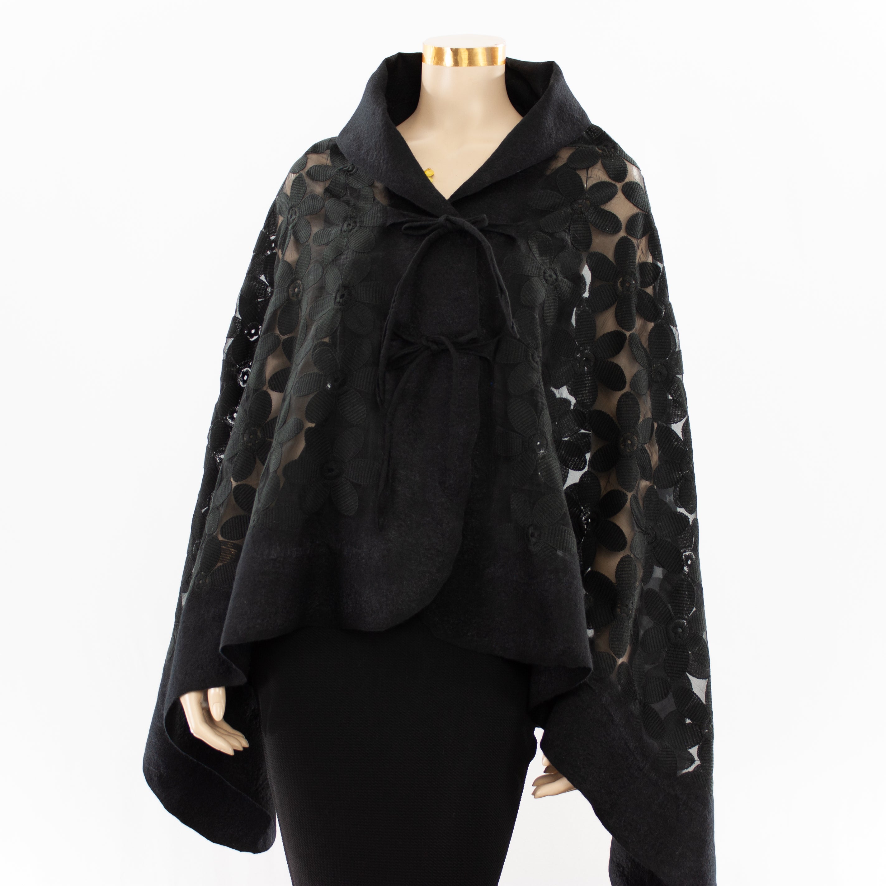 Elegant Black Lace Shawl - Unique Handmade Wrap SW005 for Women | Perfect for Evening Parties, Weddings & Special Occasions