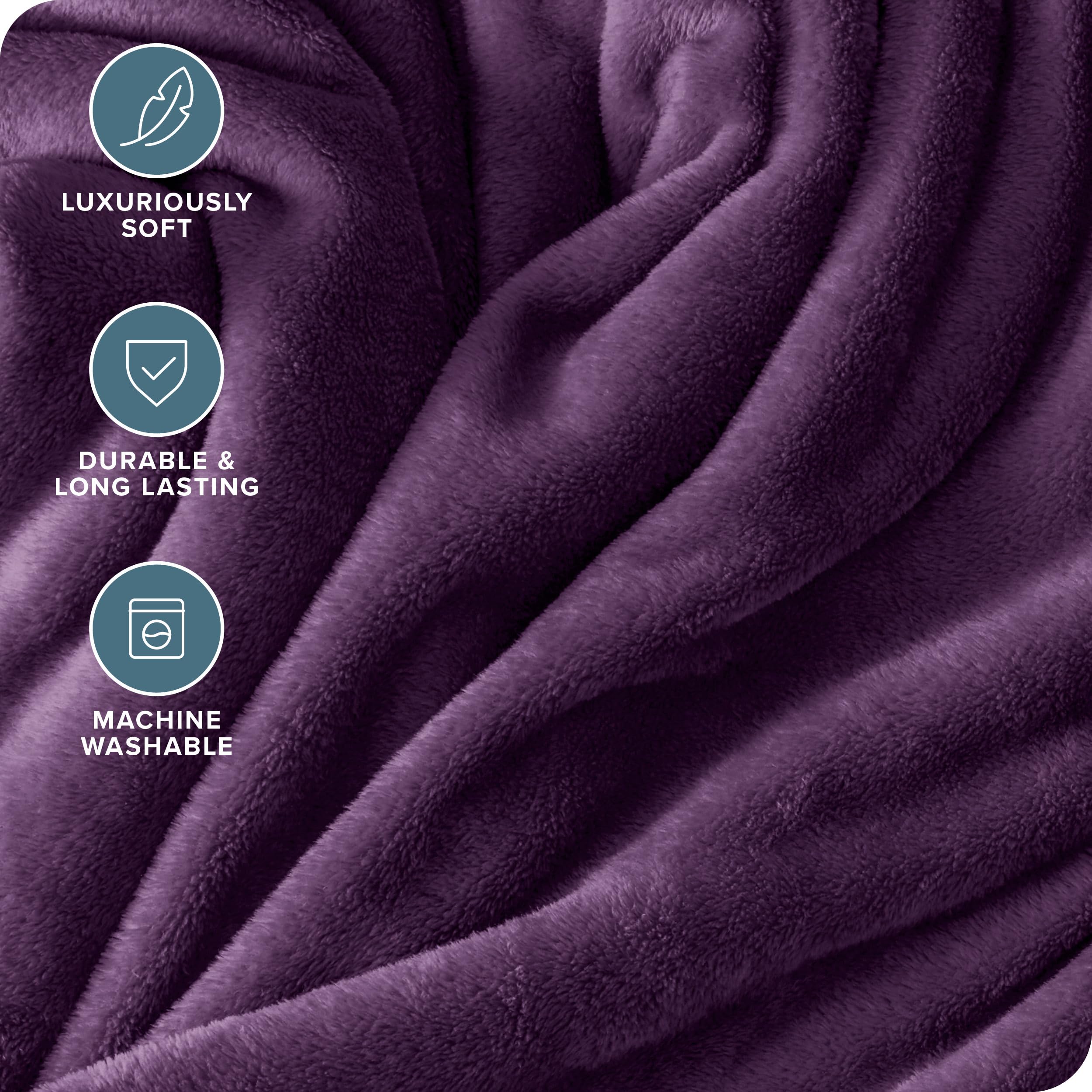 Bare Home Ultra Soft Microplush Fleece Blanket - King Size Plum - Lightweight Warm Throw for Bed, Sofa & Couch - Perfect for Movie Nights, Camping, Travel & Home Decor (King, Plum)