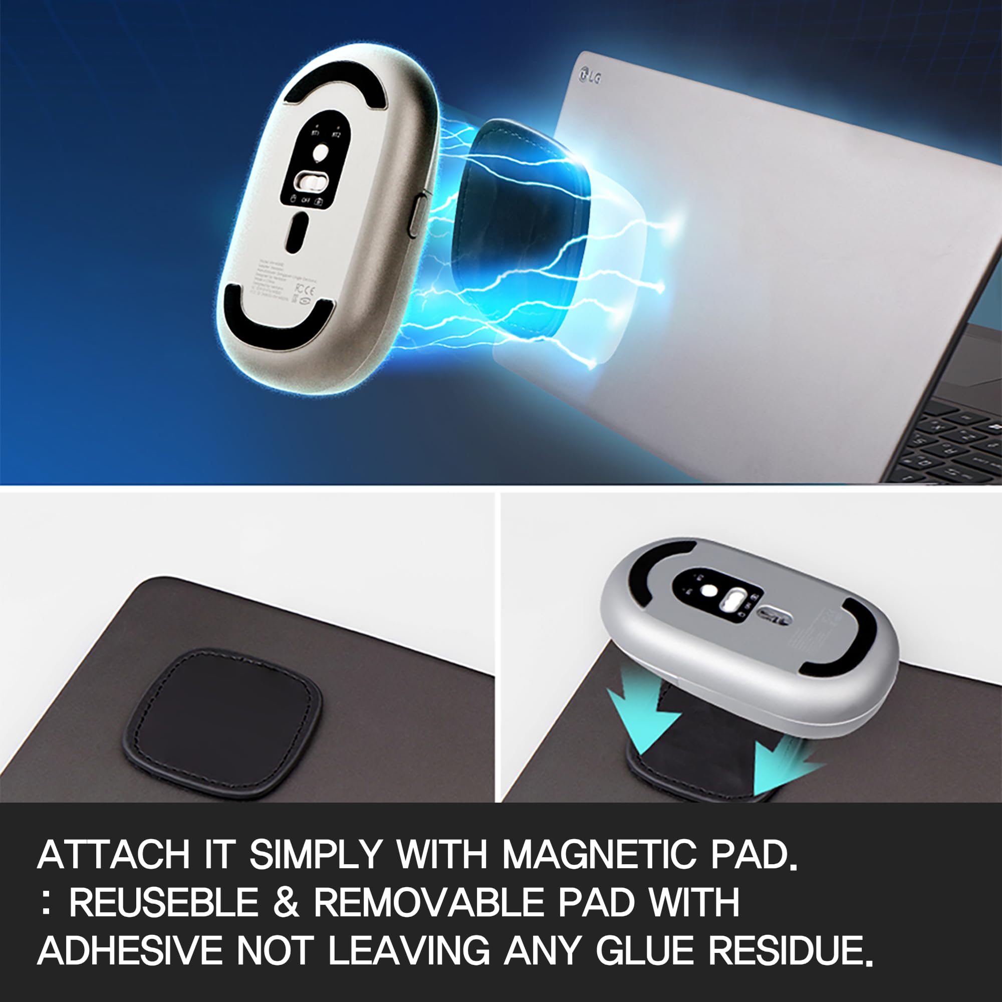 Magneto Wireless Mouse - Compact Bluetooth Mouse for MacBook, iPad, Laptop | Magnetic Attachment, Silent Clicks | Compatible with Windows, Mac, Linux, Chrome OS | Perfect for Travel, Office & Home Use (Silver)