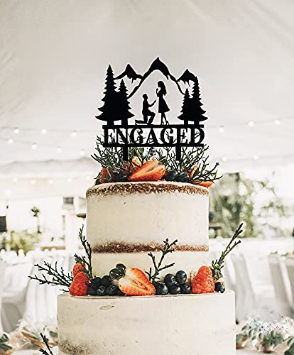 Mountain Engagement Cake Topper - Romantic Proposal Wedding Cake Decor for Bridal Shower, Engagement & Proposal Parties - Perfect for Wedding Cakes, Anniversary Celebrations & Romantic Surprises