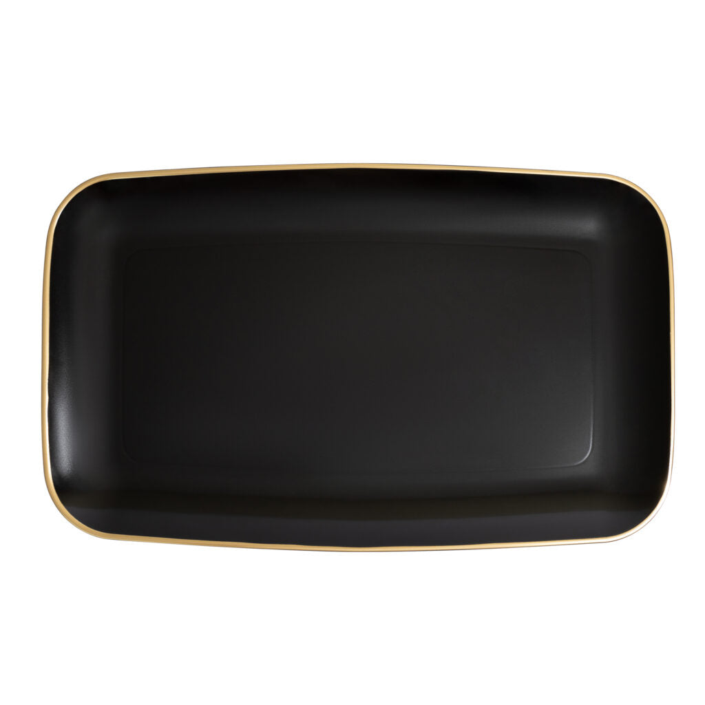 Organic Black and Gold Rectangle Serving Dish Set - 18 x 11 Inches, 2-Pack for Elegant Dinner Parties, Buffets & Holiday Entertaining