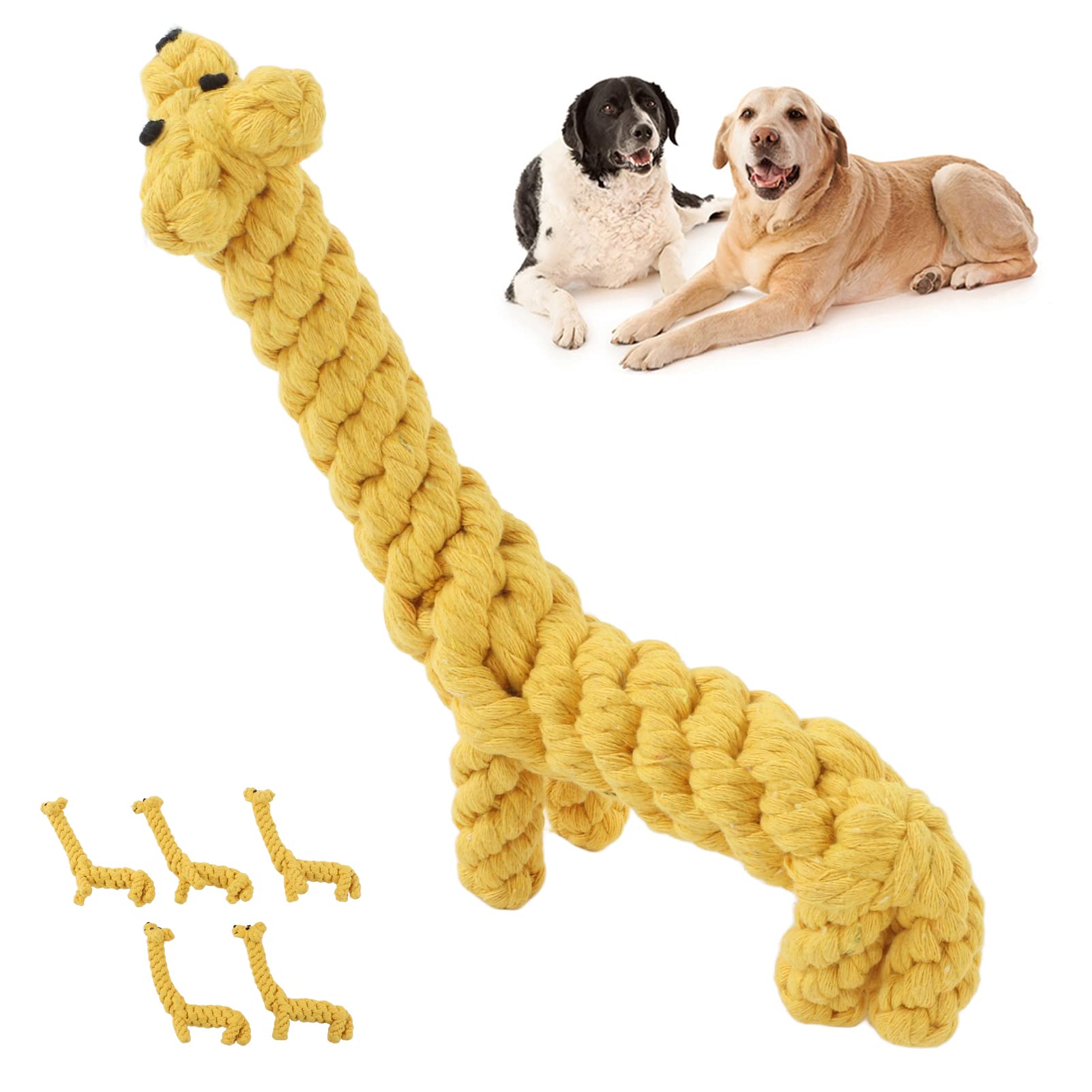 Yinuoday 5PCS Cotton Rope Dog Chew Toys - Giraffe Shaped Interactive Puppy Toys for Small & Medium Dogs - Durable Teething & Training Ropes for Indoor/Outdoor Playtime
