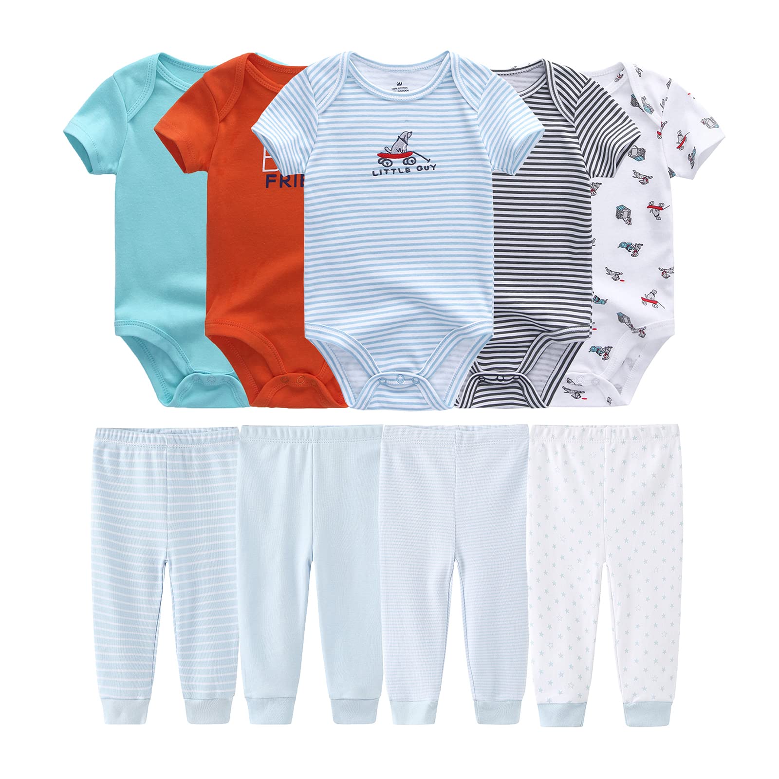 Newborn Baby Clothes Set - Soft Cotton Short Sleeve Bodysuits & Pants for Boys & Girls - Cute Layette Gift Set for Hospital, Photo Shoots & Daily Wear