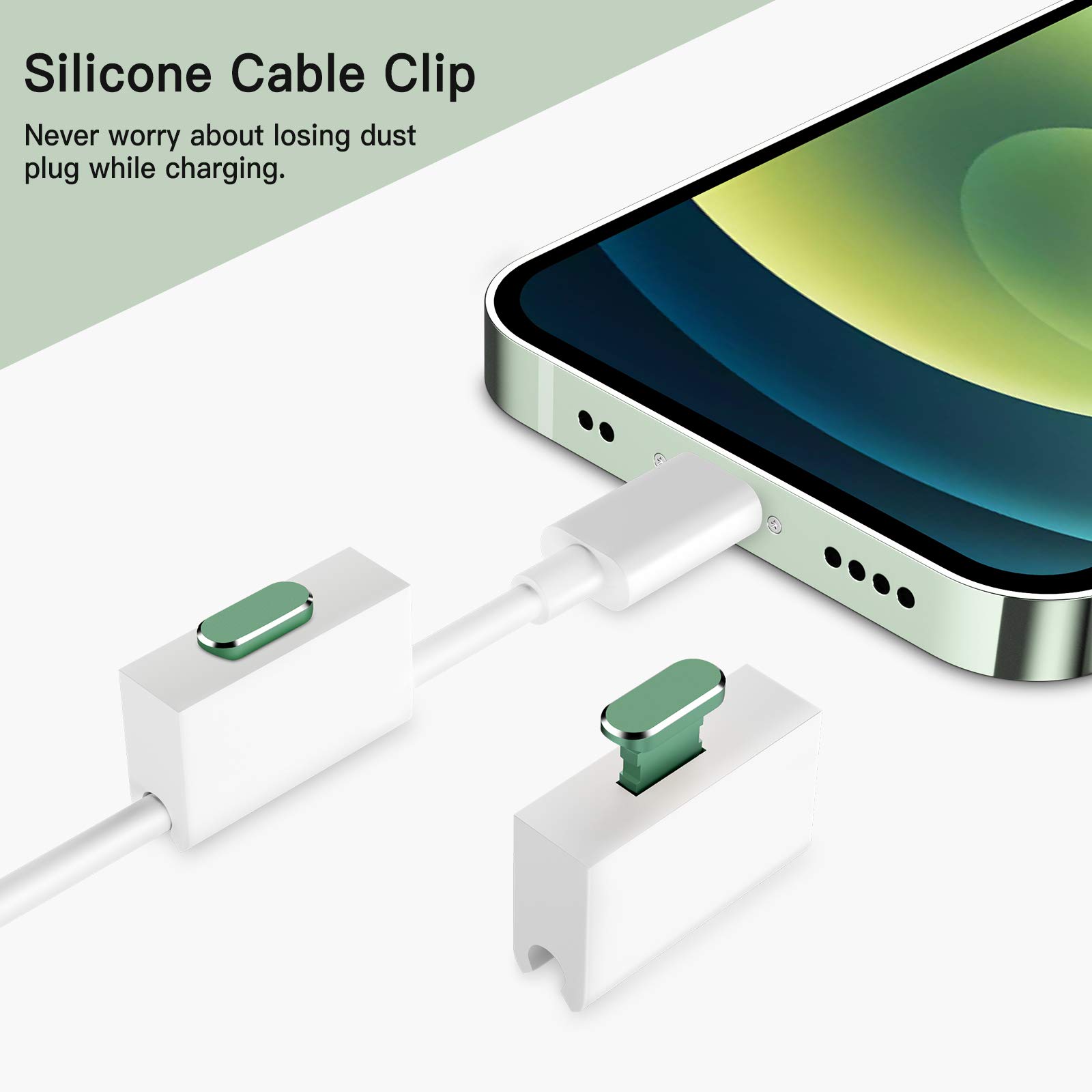 TITACUTE 2 Pack Anti Dust Plugs for iPhone 13 Pro Max/14/12 Mini/11/XS/XR/X/8 Plus/SE 2020-2022 & iPad Mini/Air - Charging Port Dust Covers with Mini Storage Box (Green) - Protect Your Device from Dust & Debris During Travel, Work, or Daily Use