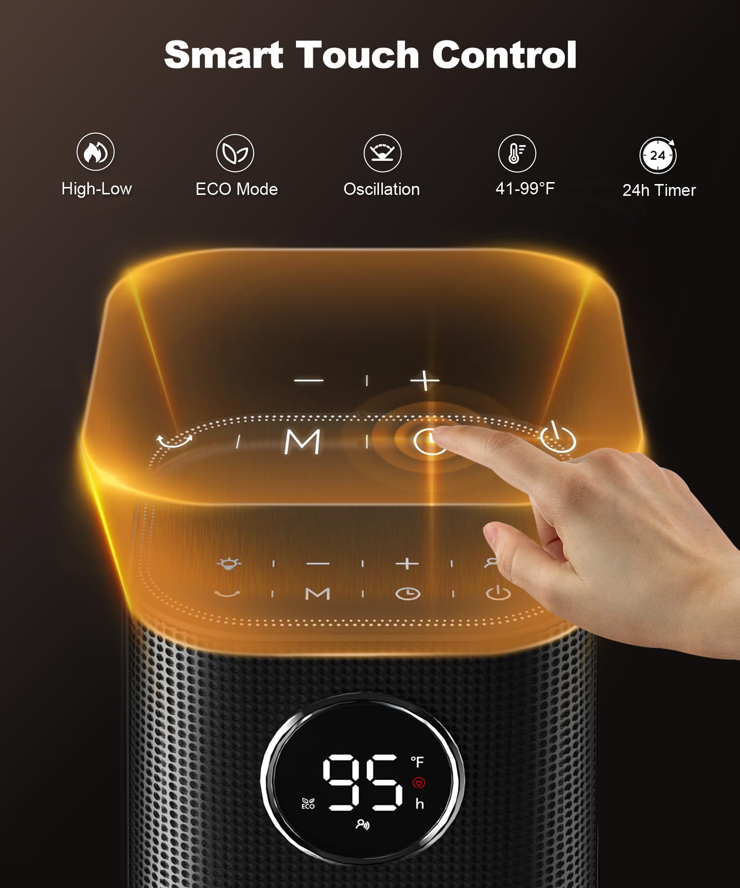 2023 Upgraded 1500W Fast Heating Ceramic Space Heater with Thermostat - 4 Modes, 24H Timer & 70° Oscillation - Portable Electric Heater for Office, Bedroom & Indoor Use - Remote Control Included for Convenient Home & Workspace Heating