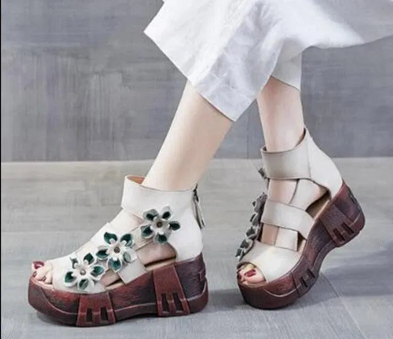 Stylish Floral Wedge Sandals for Women - Comfortable Summer Beach Wedding Shoes with Non-Slip Sole | Perfect for Outdoor Parties, Vacations, and Casual Wear