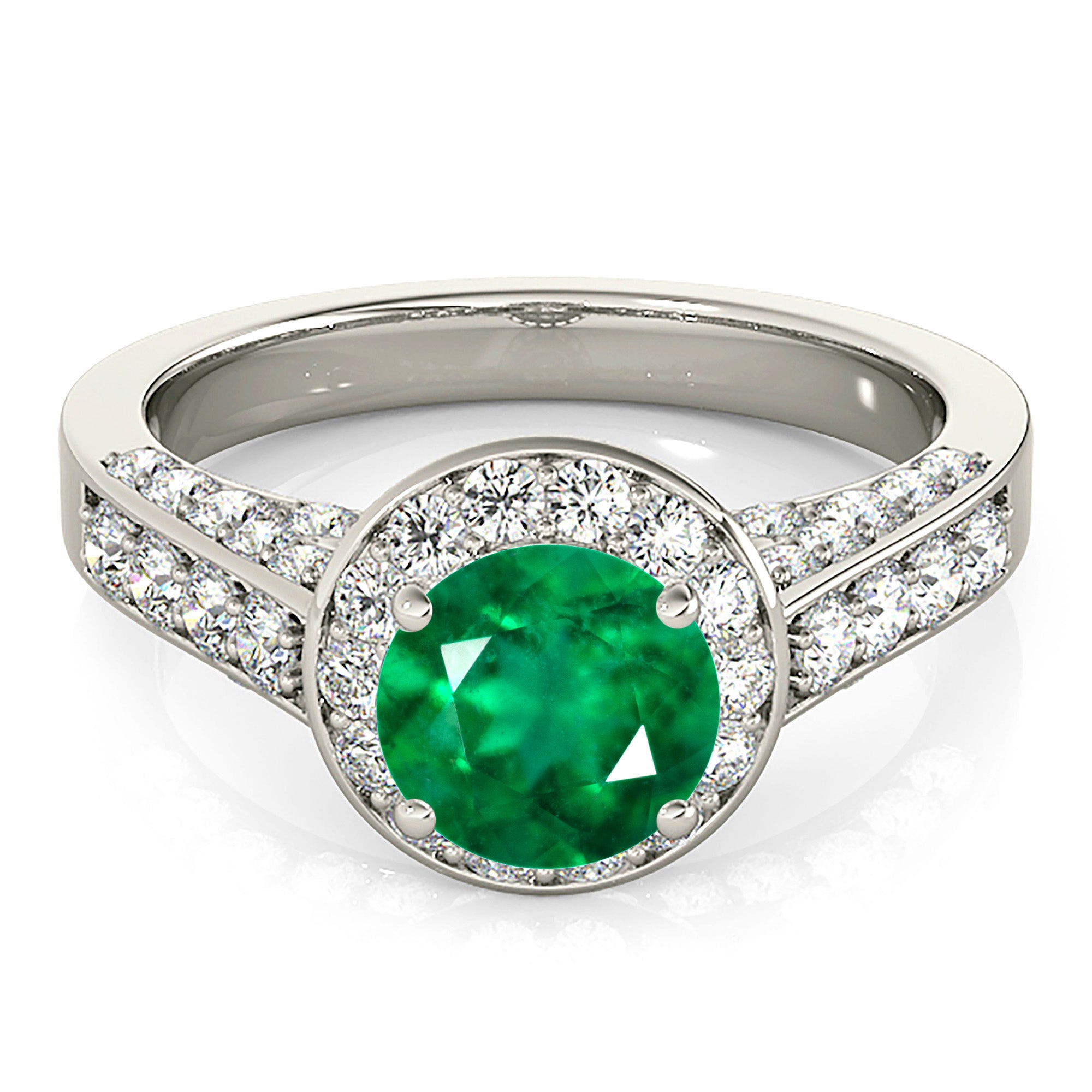 1.15 Carat Genuine Emerald Ring with Diamond Halo Wrap - Elegant Engagement, Wedding, Anniversary Gift for Her - Perfect for Special Occasions & Everyday Luxury