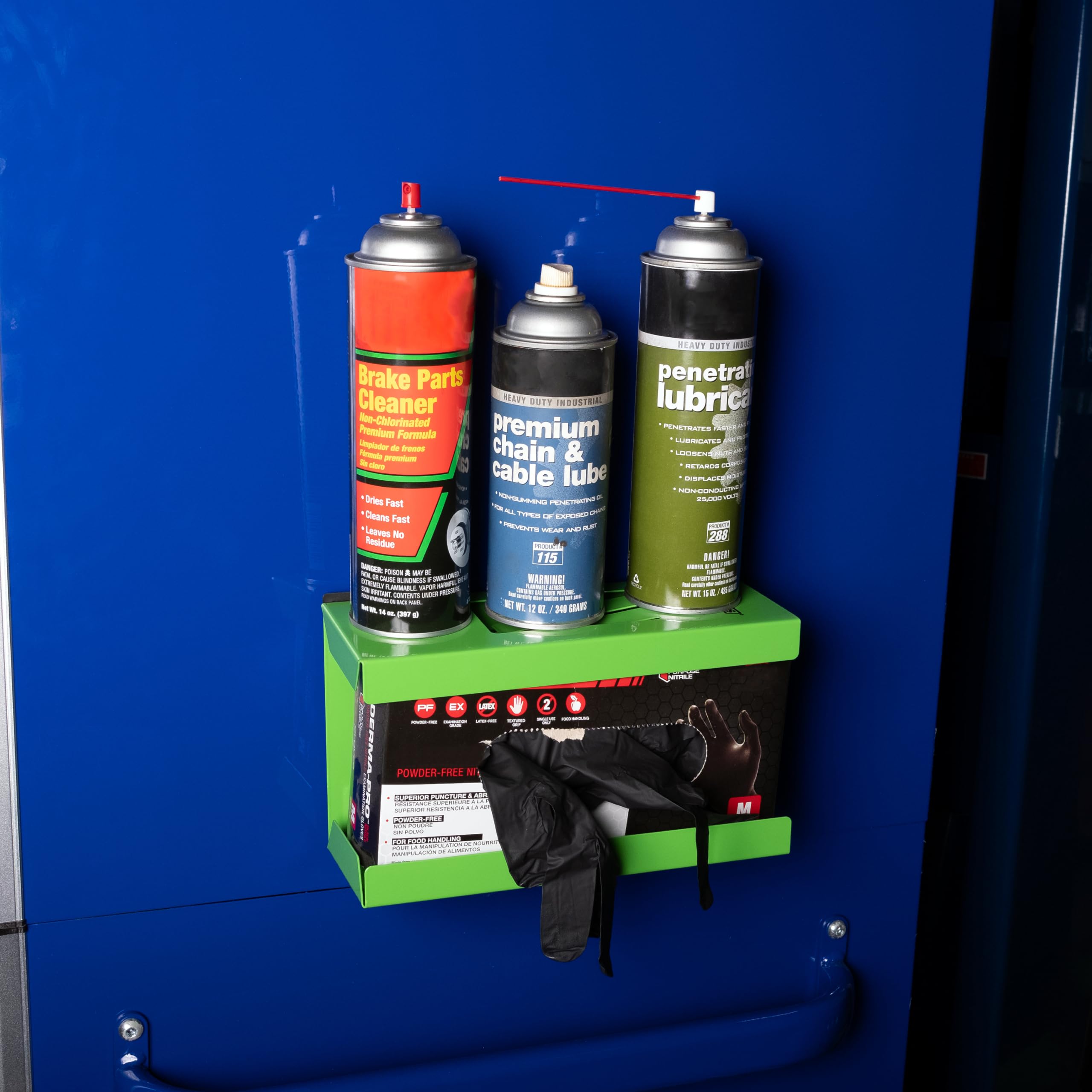 OEMTOOLS 24945 Magnetic Glove Dispenser - Wall Mount Disposable Gloves Box Holder for Kitchen, Workshop & Medical Use - Green Glove Organizer for Easy Access & Sanitation