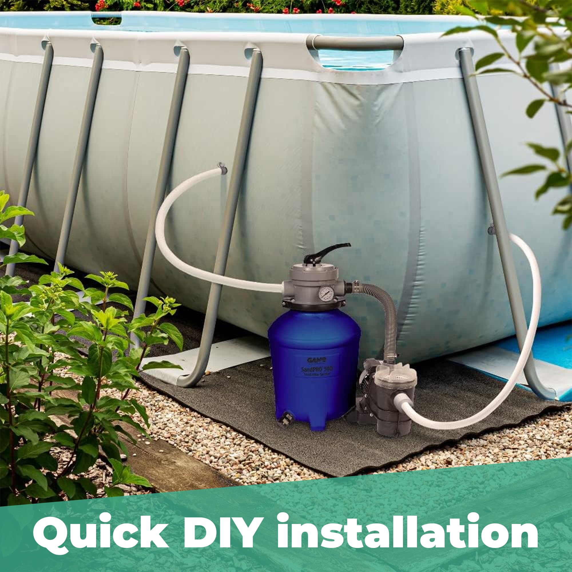 GAME 61201-BB SandPRO 50D Series 0.5HP Above Ground Pool Sand Filter Pump System - Compatible with Intex & Bestway Pools, High Power for Crystal Clear Water, Easy Maintenance, 24