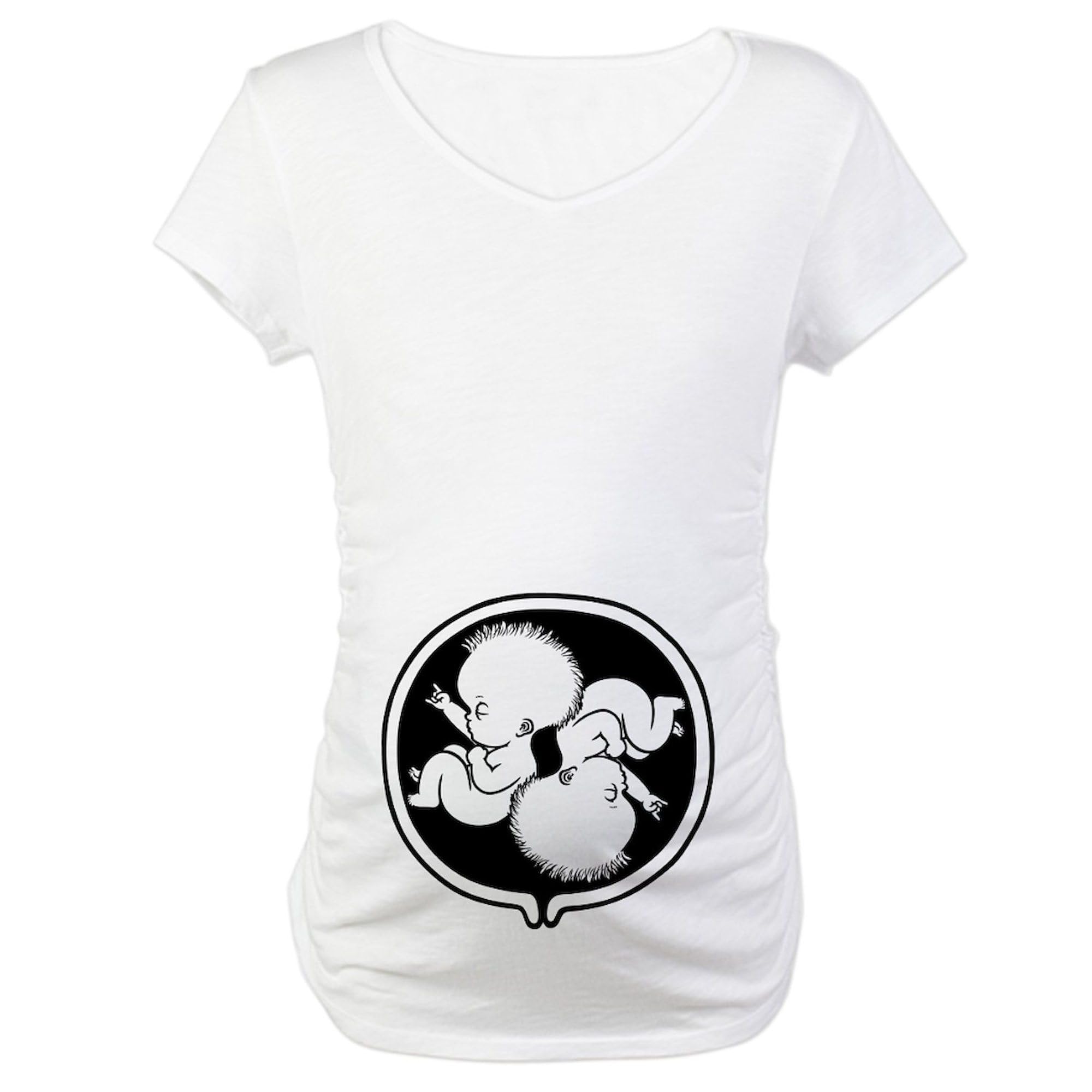 Rock Belly Duet Maternity T-Shirt for Women - Stretchy Ruched Side Pregnancy Tee - Perfect for Baby Showers, Maternity Photos & Everyday Comfort