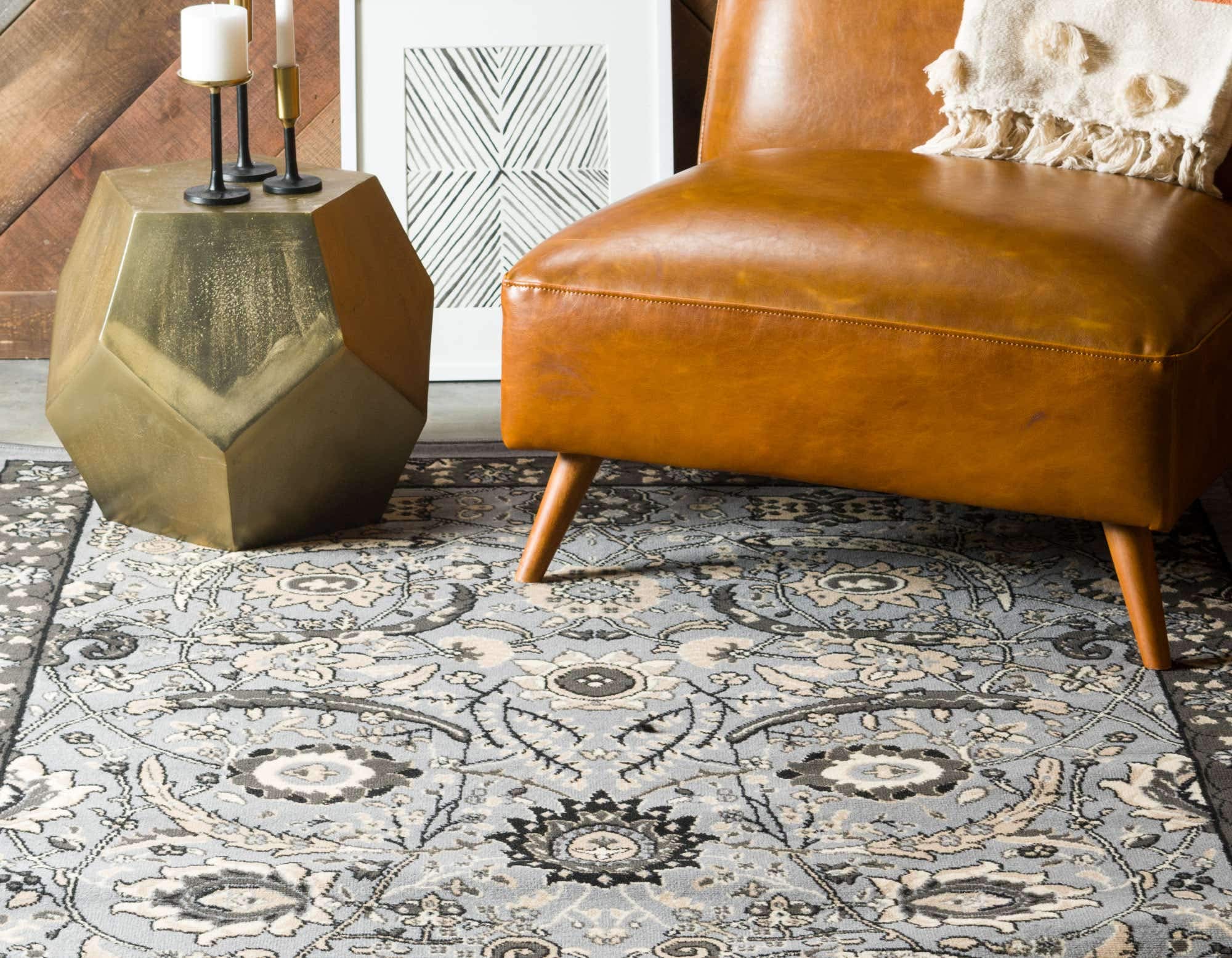 Unique Loom Espahan Collection Area Rug - Cape Cod 9'x12' Rectangle Dark Gray/Black - Perfect for Living Room, Bedroom & Home Decor