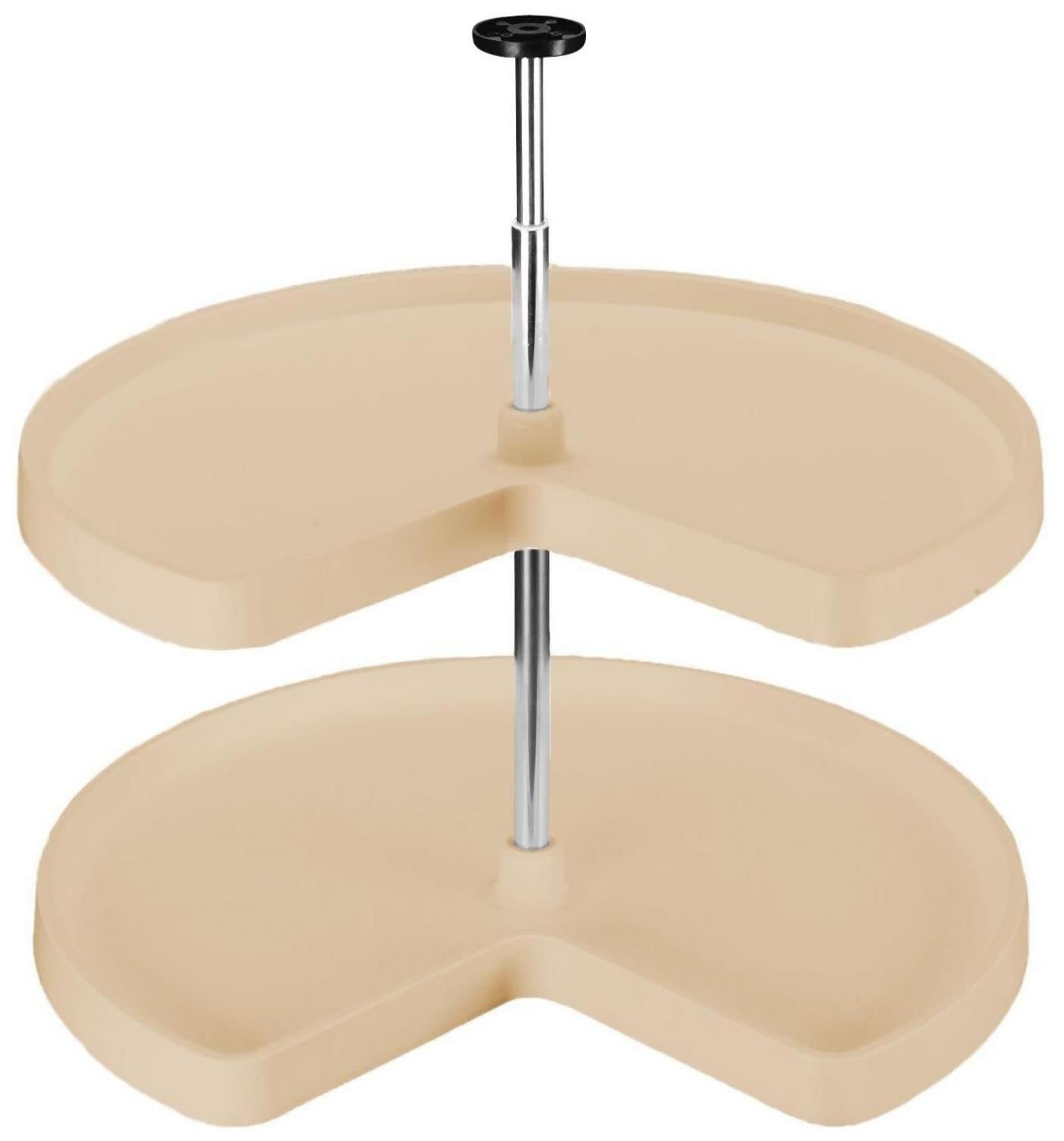 Plastic Kidney-Shaped Lazy Susan Turntable - 2-Tier Rotating Shelf Set for Kitchen, Dining Table & Pantry Organization