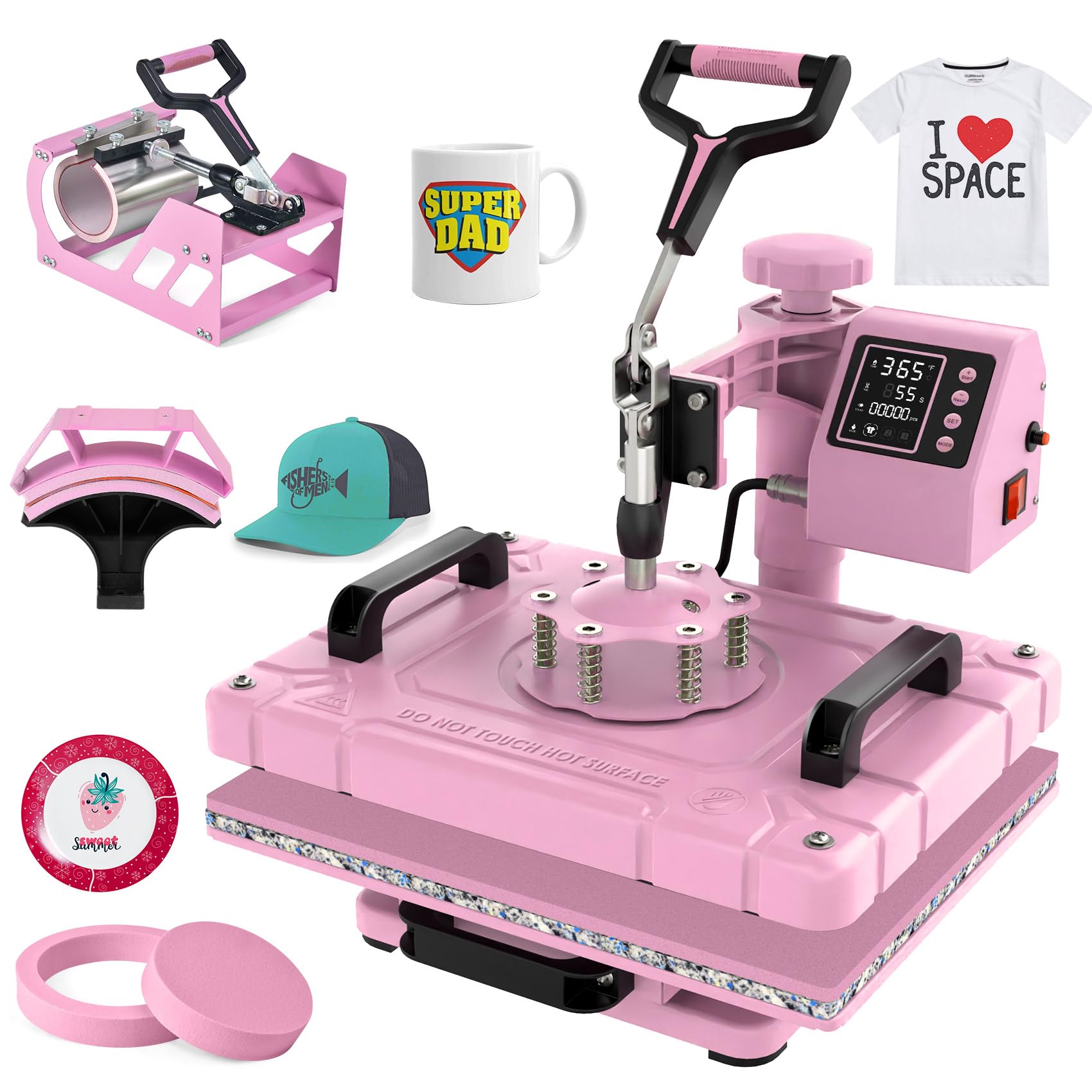 5 in 1 Multifunction Heat Press Machine 12x15 Inch - T-Shirt, Hat, Mug, Plate & 11OZ Tumbler Press with 360° Swing Away Sublimation Technology | Perfect for DIY Crafts, Custom Apparel & Small Business Printing
