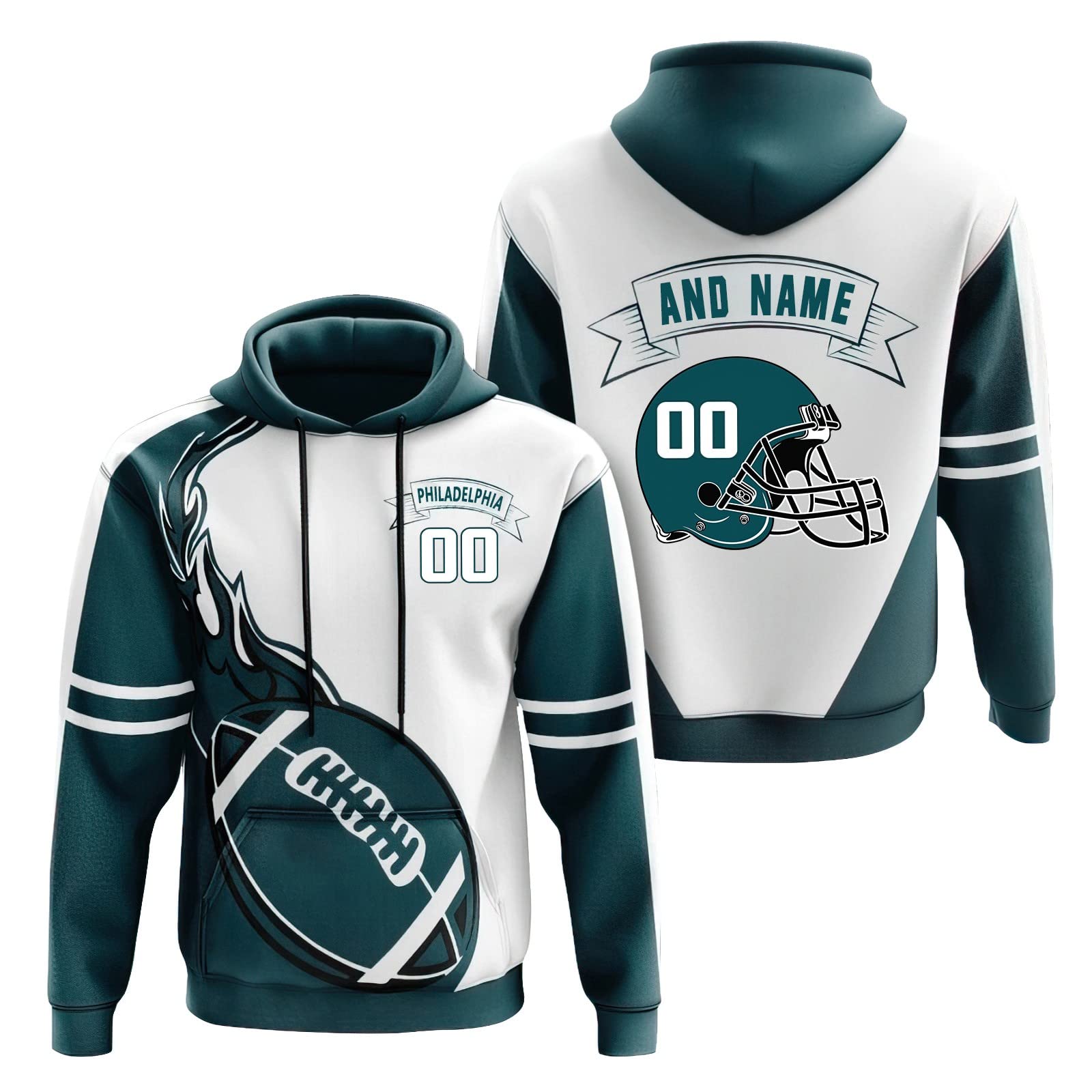 Custom Football Hoodie for Men - Personalized Name & Number Pullover Sweatshirt | Gift for Sports Fans, Game Day Outfit, Team Spirit Apparel