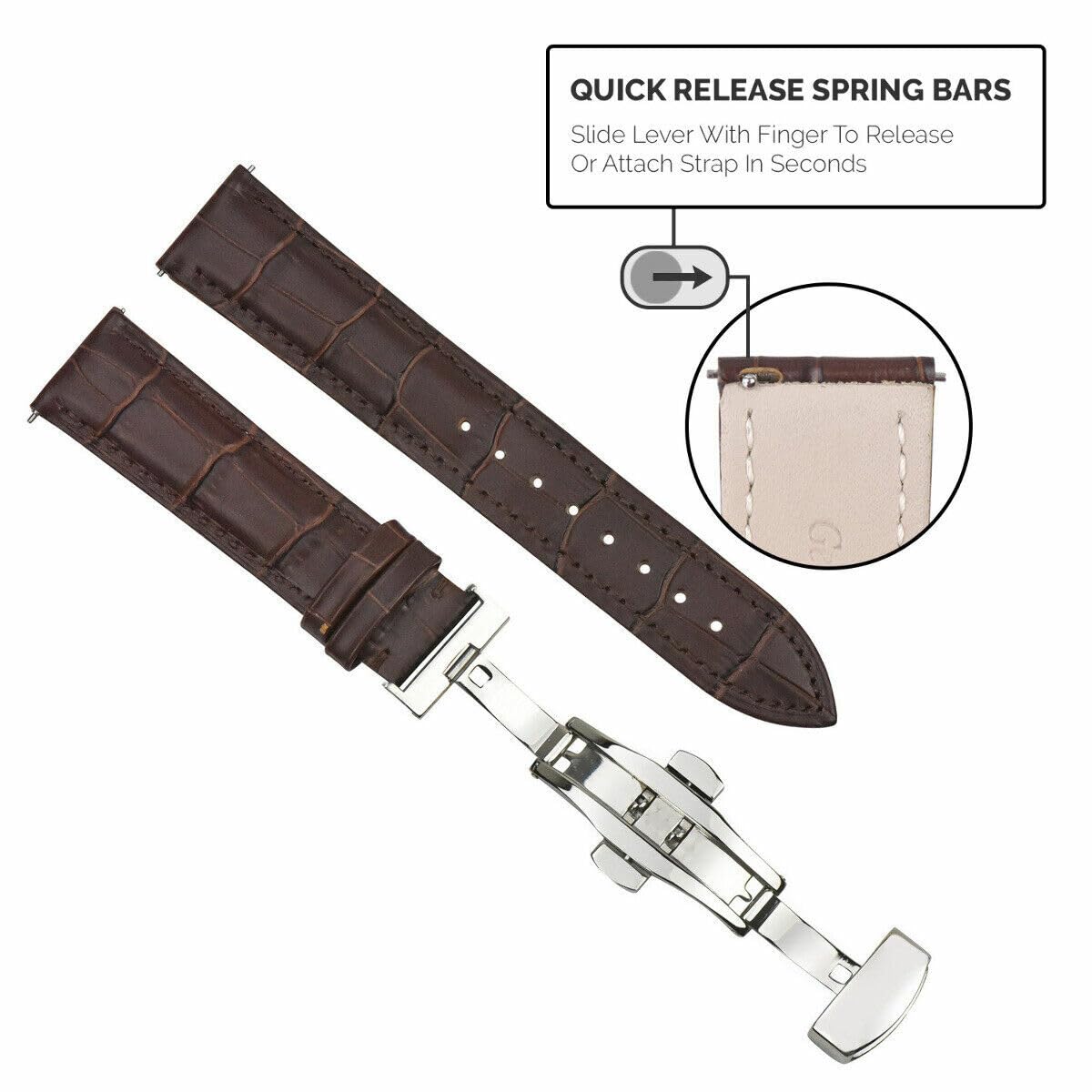 Genuine Leather Watch Band Strap 16-24mm Quick Release Replacement for Citizen - Perfect for Dress Watches, Business & Casual Wear