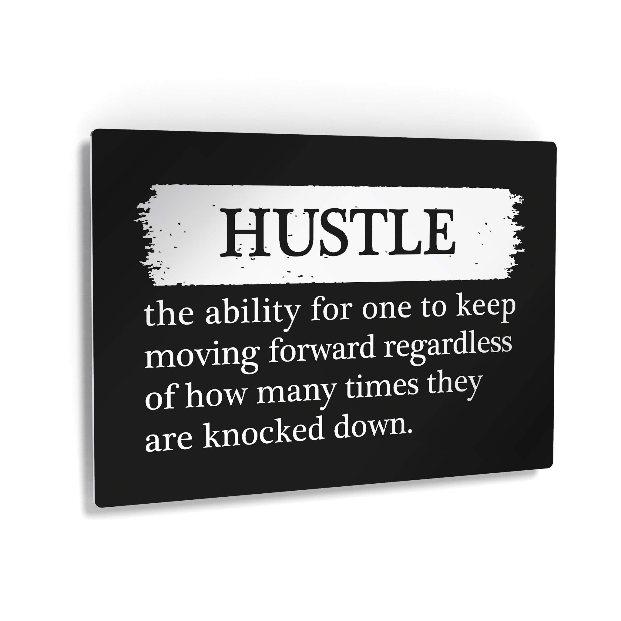 Smile Art Design Hustle Definition Black & White Dictionary Motivational Metal Wall Art - Inspirational Office Decor, Entrepreneur Quote Print for Living Room, Home & Workplace - Perfect Gift Ready to Hang (30x40 inches) - Ideal for Home Offices, Studios & Motivational Spaces