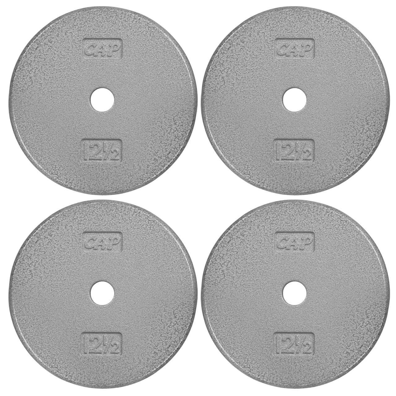CAPHAUS Grey Standard Solid Cast Iron Weight Plates 1-inch Center Hole for Standard Barbell & Dumbbell Handles - 1.25LB to 50LB (Multiple Sizes) - Perfect for Home Gym, Strength Training & Weightlifting Workouts