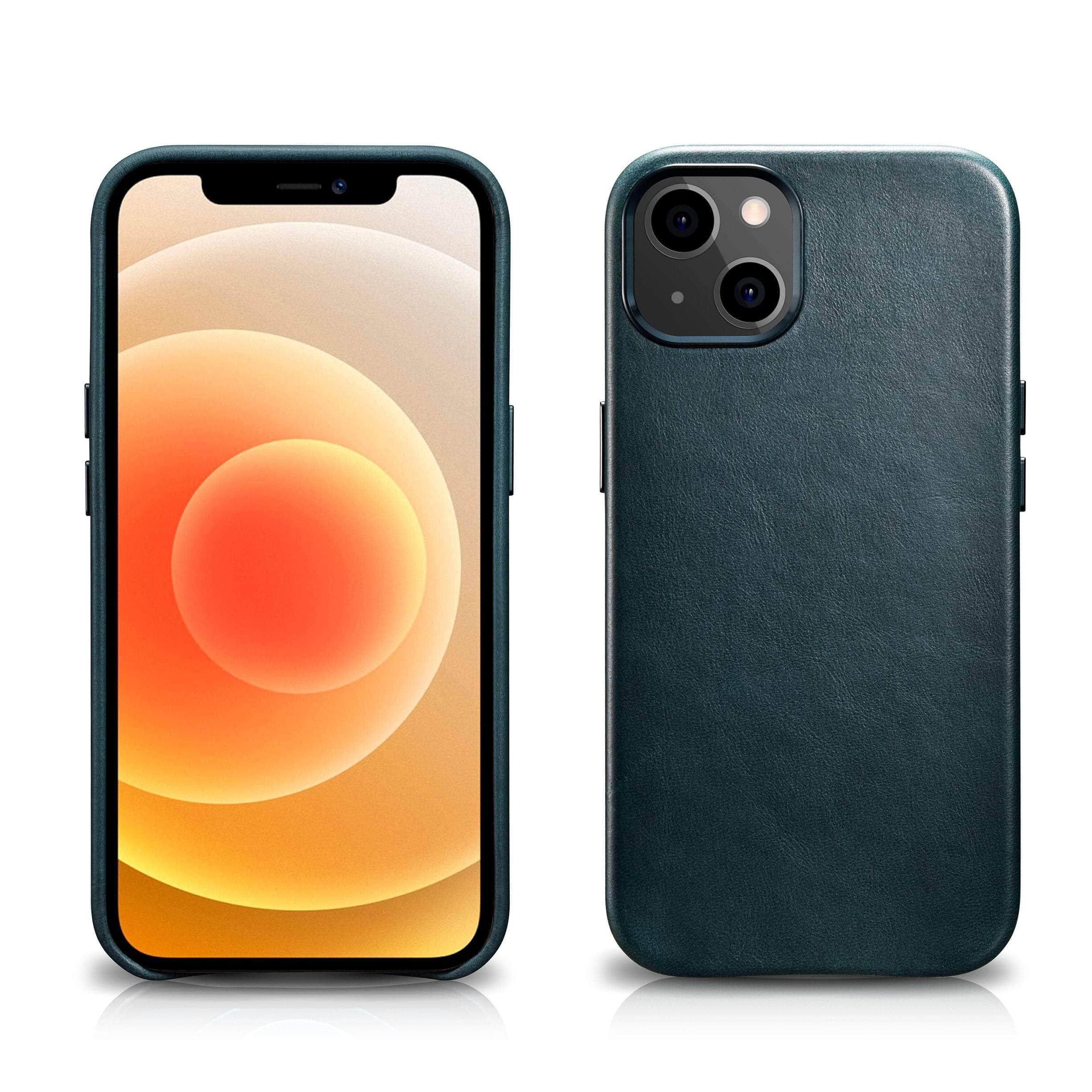 ICARER Retro Genuine Leather iPhone 13 Case - Premium Cowhide Protective Cover for iPhone 13 | Durable & Stylish Phone Case for Everyday Use, Office & Travel