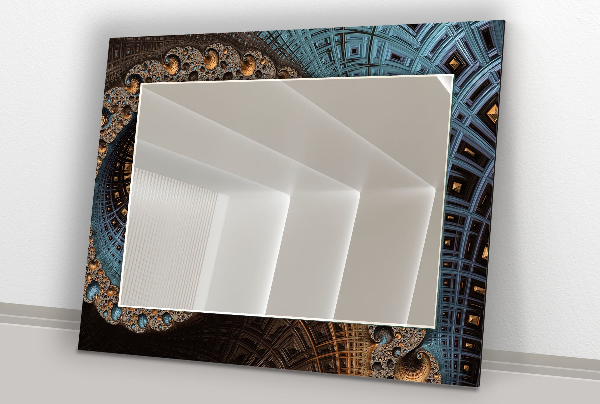 Modern Geometric Mandala Glass Wall Mirror - Handcrafted Architectural Accent Decor for Living Room, Bedroom, or Meditation Space