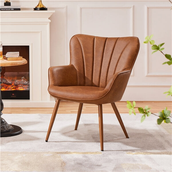 Yaheetech Modern PU Leather Armchair - Comfortable Office Chair with Adjustable Height, Ergonomic Design for Home & Workspace - Perfect for Gaming, Studying, and Relaxing