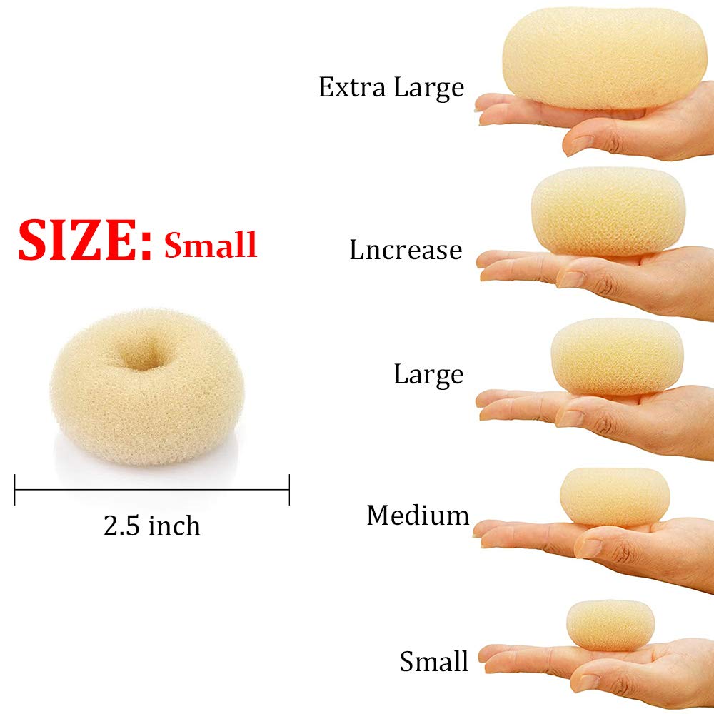 Extra Blonde Bun Maker for Kids - 2PCS Ring Style Hair Shaper & Chignon Doughnut for Short Thin Hair (2.5 Inch/Beige) - Perfect for School, Parties & Daily Hairstyles