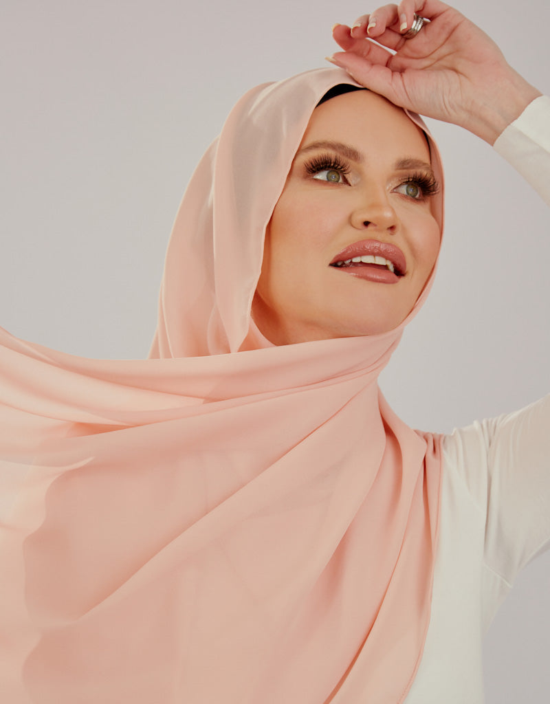 Light Pink Chiffon Shawl - Elegant & Soft Women's Fashion Scarf for Parties, Weddings & Evening Events