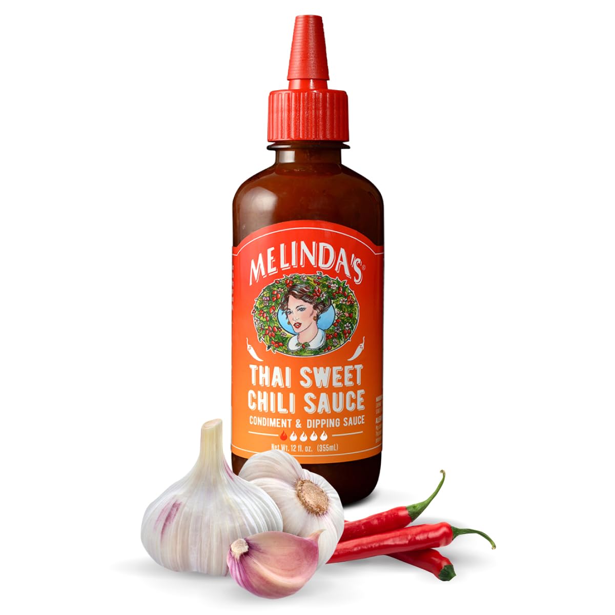 Melinda’s Thai Sweet Chili Sauce - Sweet & Mild Asian Chili Sauce for Cooking, Dipping & Marinades - Made with Fresh Ingredients, Keto & Kosher Certified - 12oz Bottle (1 Pack) - Perfect for Stir-Fries, Spring Rolls & Grilled Meats