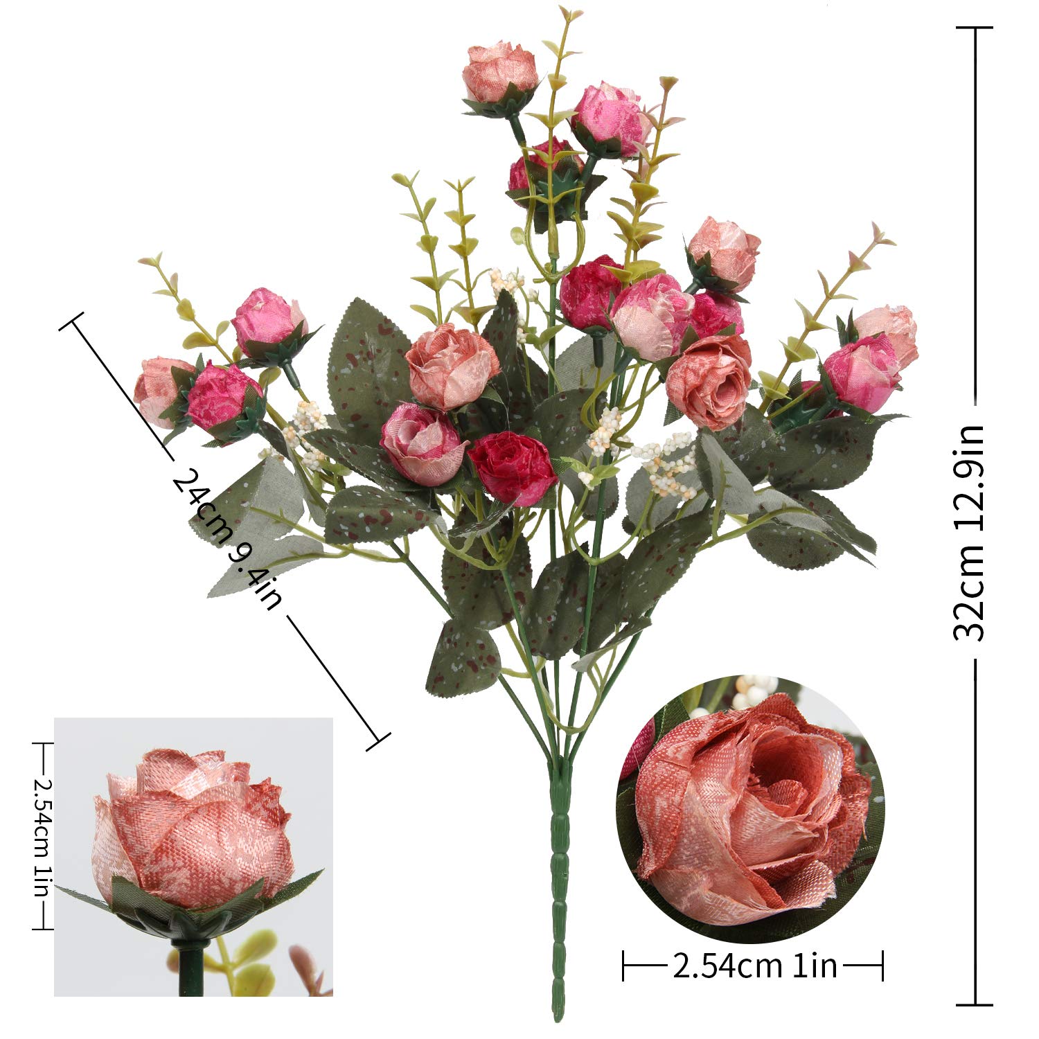21 Heads Silk Rose Bouquet - Artificial Mini Roses for DIY Wedding Bouquets, Bridal Shower Centerpieces, Home Decor (Pack of 4, Rose Red) | Perfect for Wedding Decorations, Table Centerpieces, and Romantic Home Accents