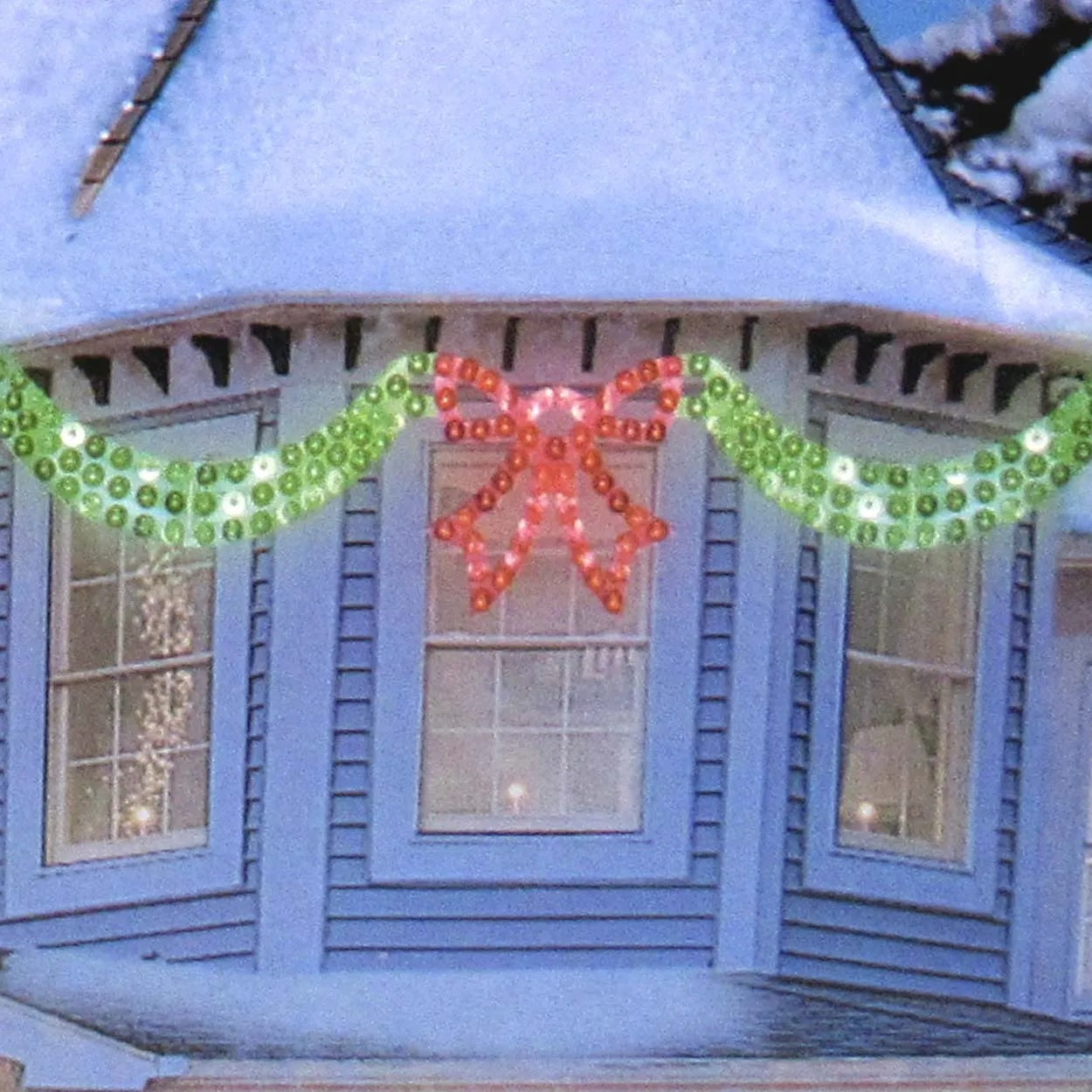 6' Pre-Lit Dazzling Green Christmas Swag with Red Bow - Hanging Holiday Decoration for Door, Mantel, and Staircase