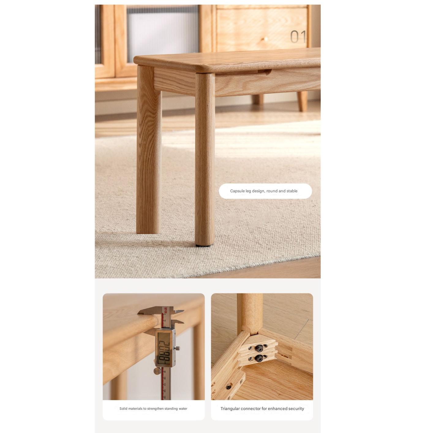 Modern Oak Solid Wood Long Bench - Durable & Stylish Entryway, Dining, or Living Room Seating Furniture for Home Decor