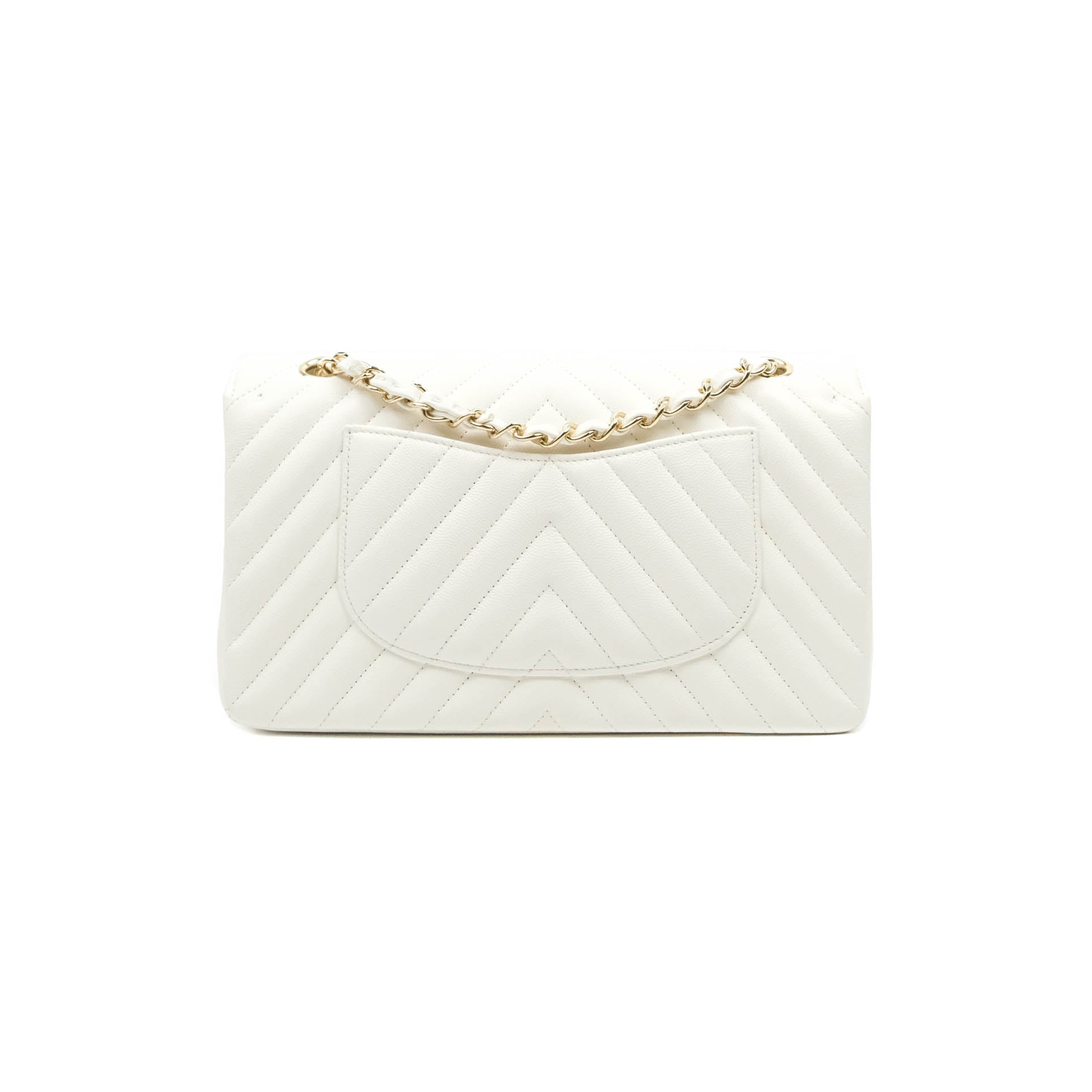 Chanel Chevron Medium/Large Double Flap Bag in White Caviar Leather with Gold Hardware - Perfect for Luxury Everyday Use & Special Occasions