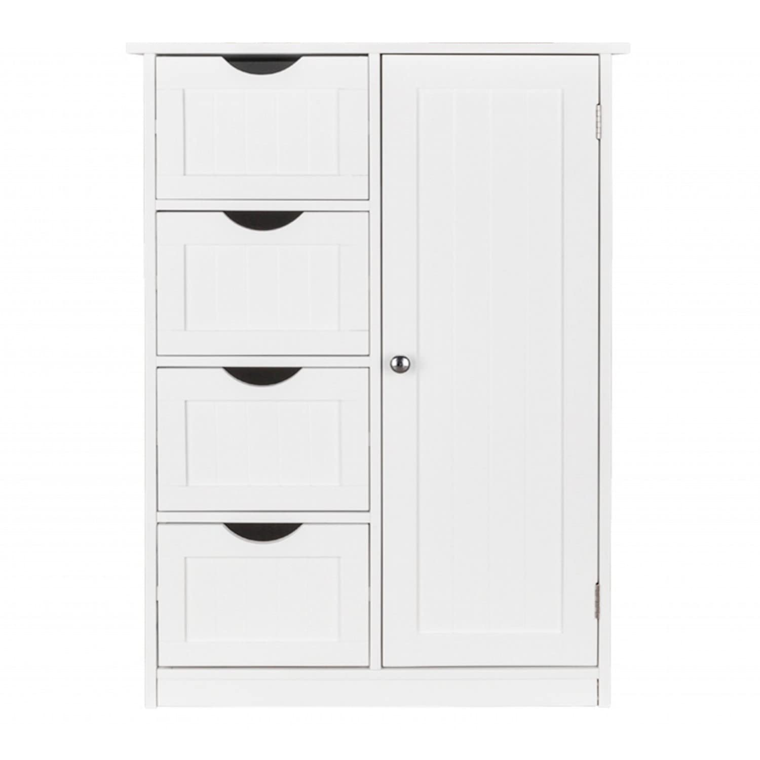 White Finish Floor Storage Cabinet with Door and Shelves - Organizer for Living Room, Bathroom & Hallway - Perfect for Home Organization & Decluttering