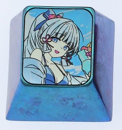 Custom Kamisato Ayaka & Rem Themed Titanium Alloy Keycaps for Mechanical Keyboards - Anime Gaming & Typing Accessories