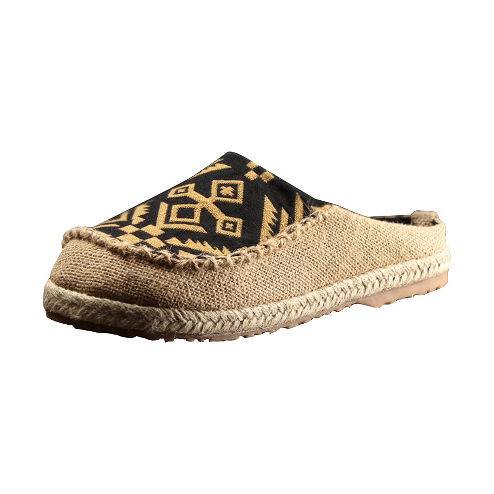 **Men's Linen Sandals - Breathable Ethnic Retro Summer Slippers with Straw Woven Toe | Comfortable & Stylish for Beach, Travel, and Casual Wear**