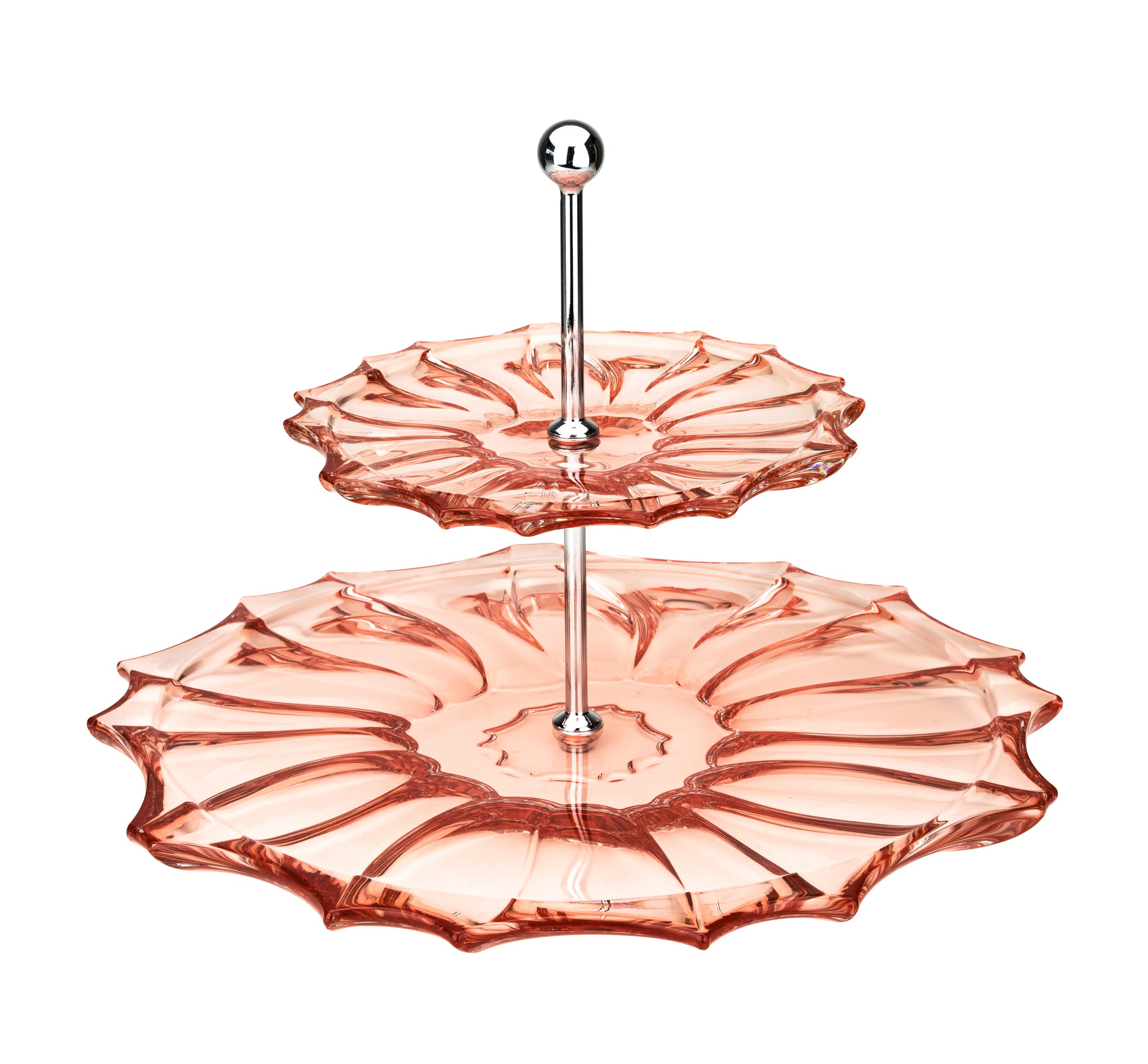 8.5-inch Pink Two-Tier Cake Stand for Desserts - Elegant PLANTICA Ceramic Dessert Display for Parties, Weddings & Tea Time (AU52503)