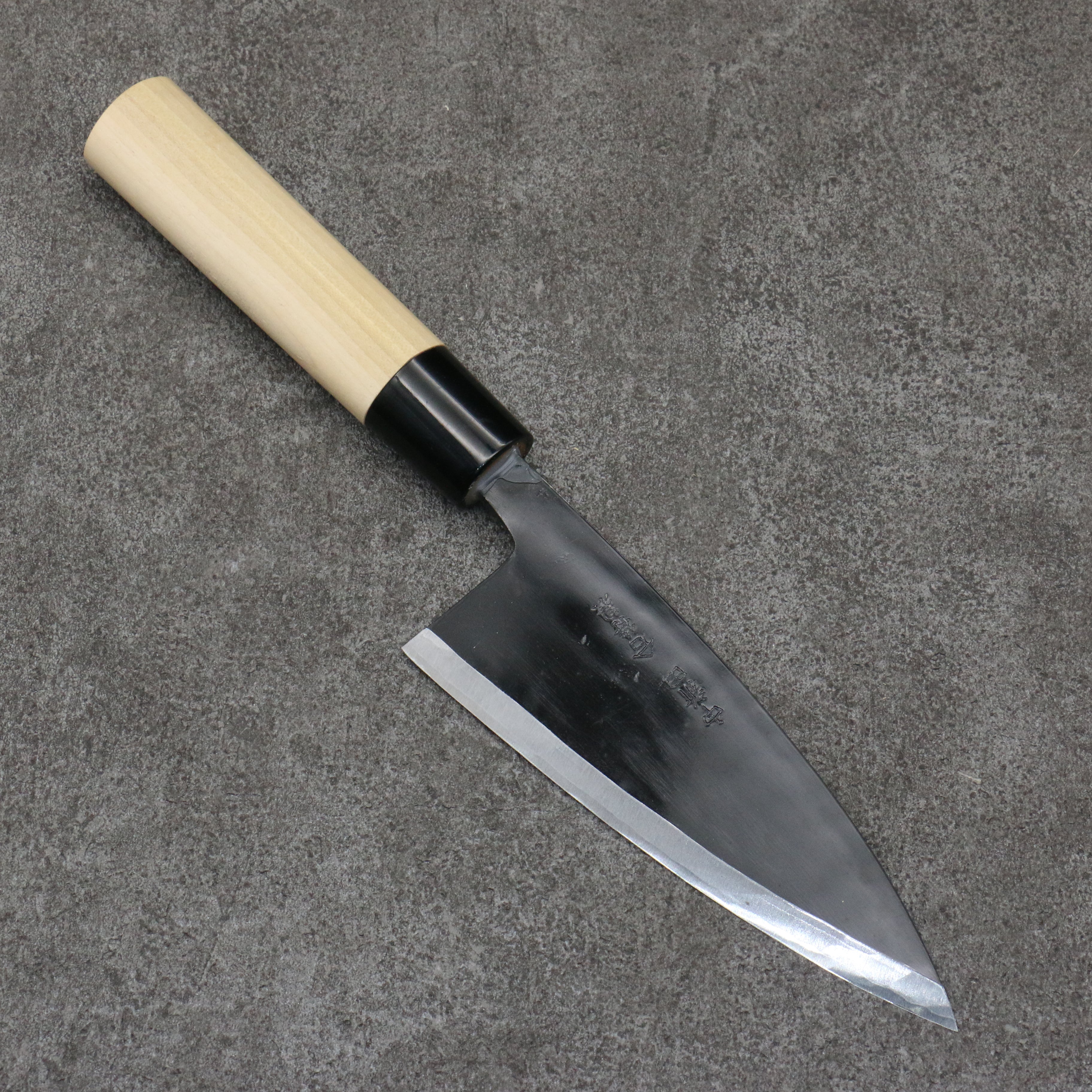 Nakaniida White Steel No.2 Black Deba Knife 135mm with Magnolia Handle - Professional Japanese Kitchen Knife for Sushi, Fish Filleting & Meat Cutting